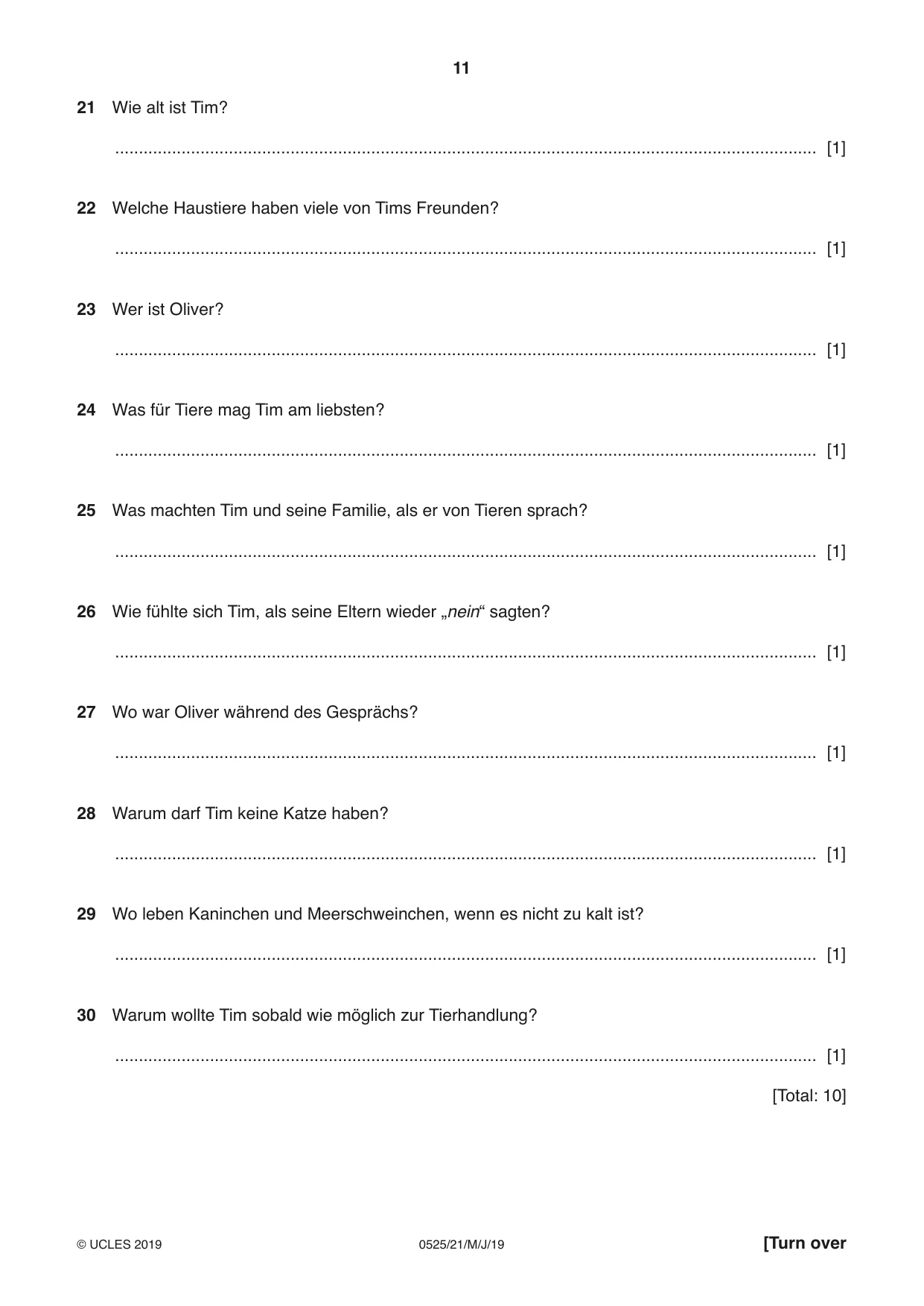 Cambridge IGCSE German - Foreign Language 0525 2019 May/June Paper 2 · Variant 1 question paper, page 11 of 16