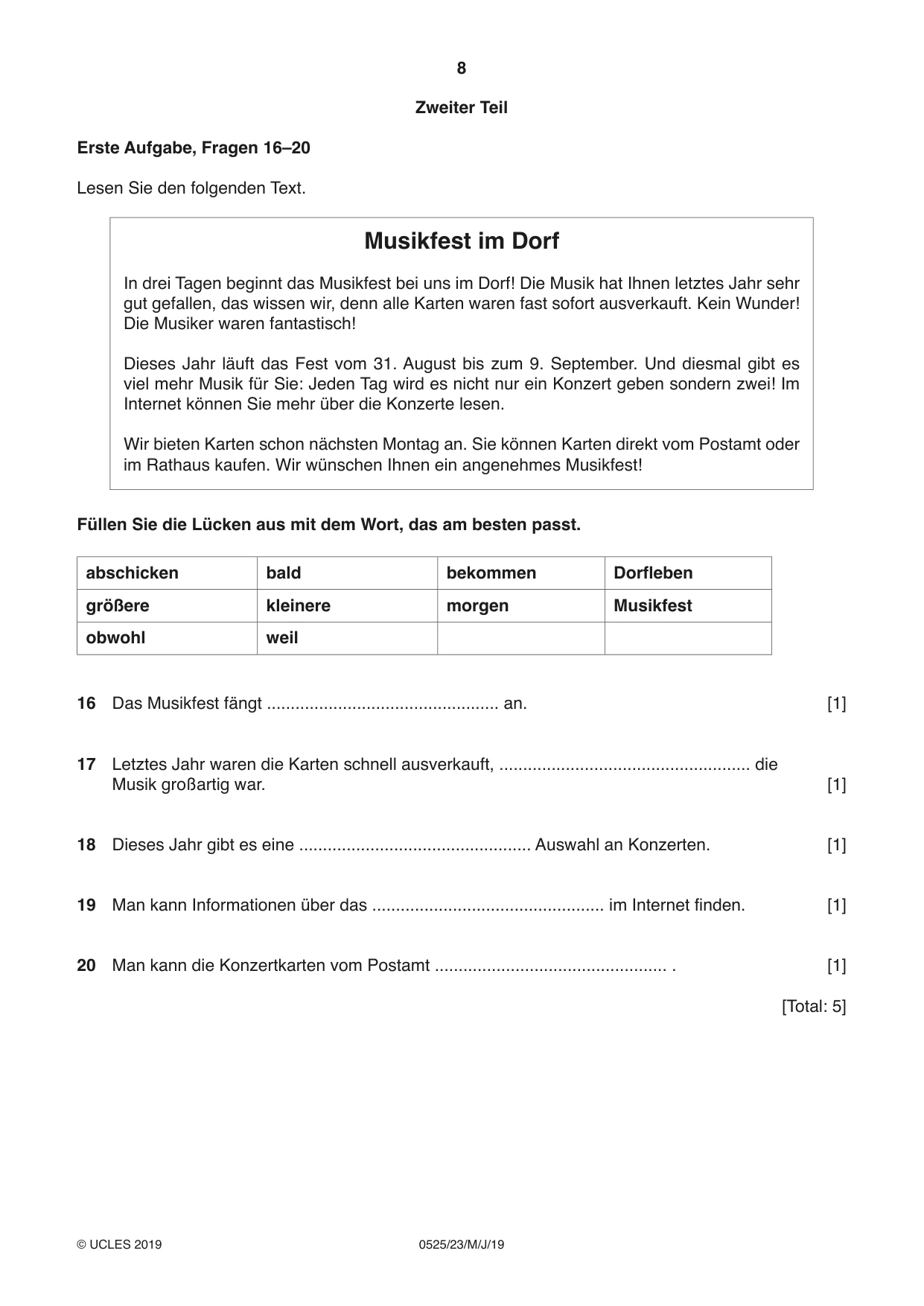 Cambridge IGCSE German - Foreign Language 0525 2019 May/June Paper 2 · Variant 3 question paper, page 8 of 16