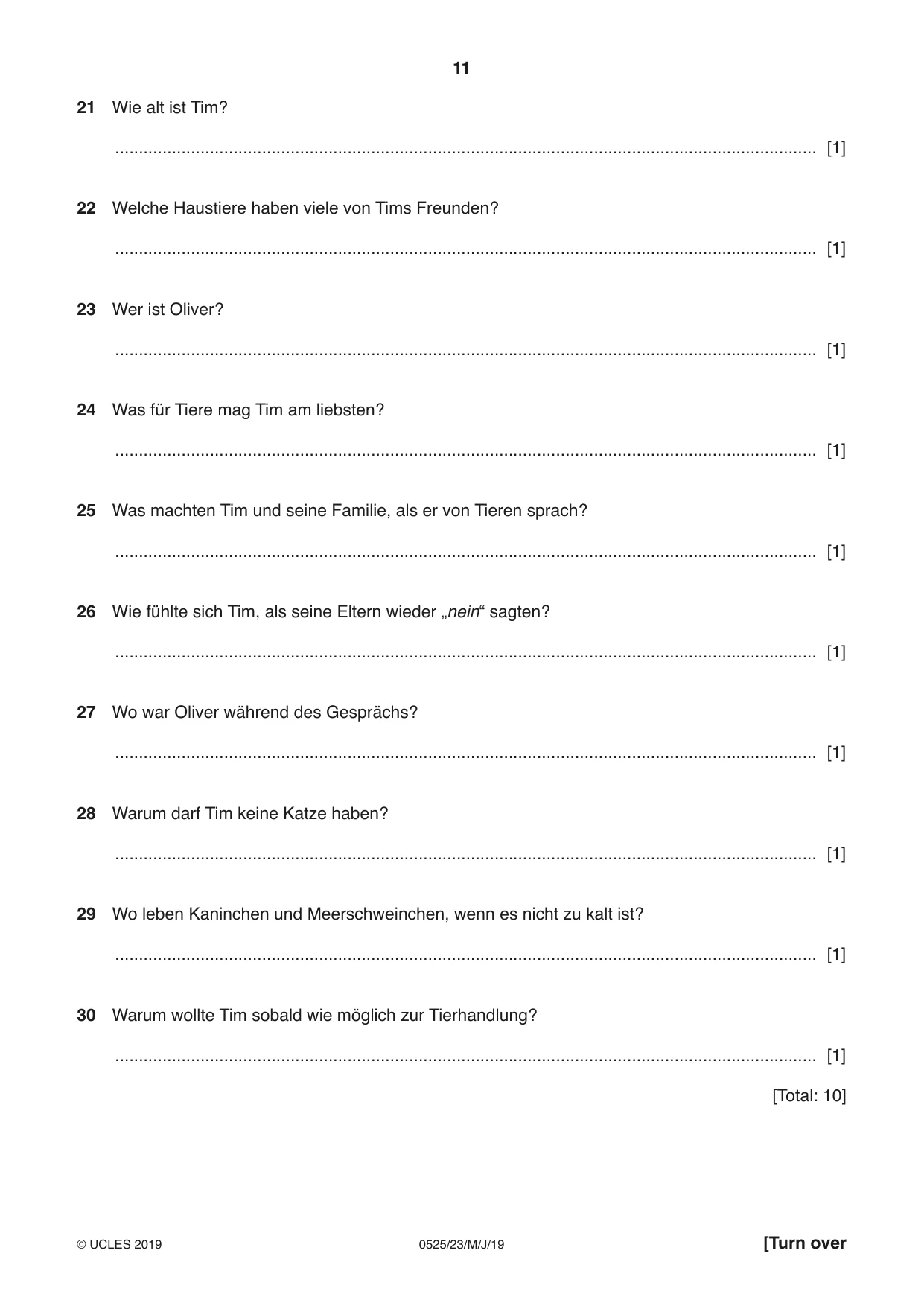 Cambridge IGCSE German - Foreign Language 0525 2019 May/June Paper 2 · Variant 3 question paper, page 11 of 16