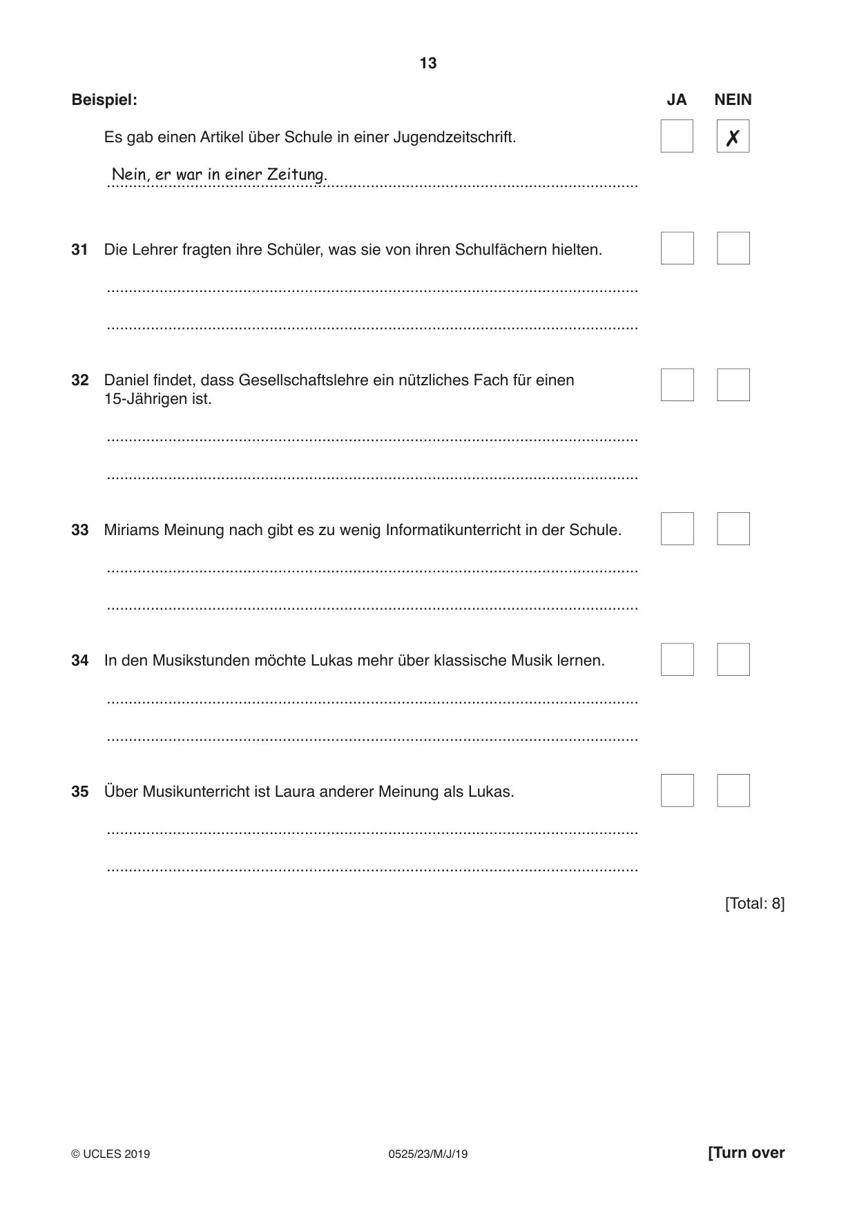 Cambridge IGCSE German - Foreign Language 0525 2019 May/June Paper 2 · Variant 3 question paper, page 13 of 16