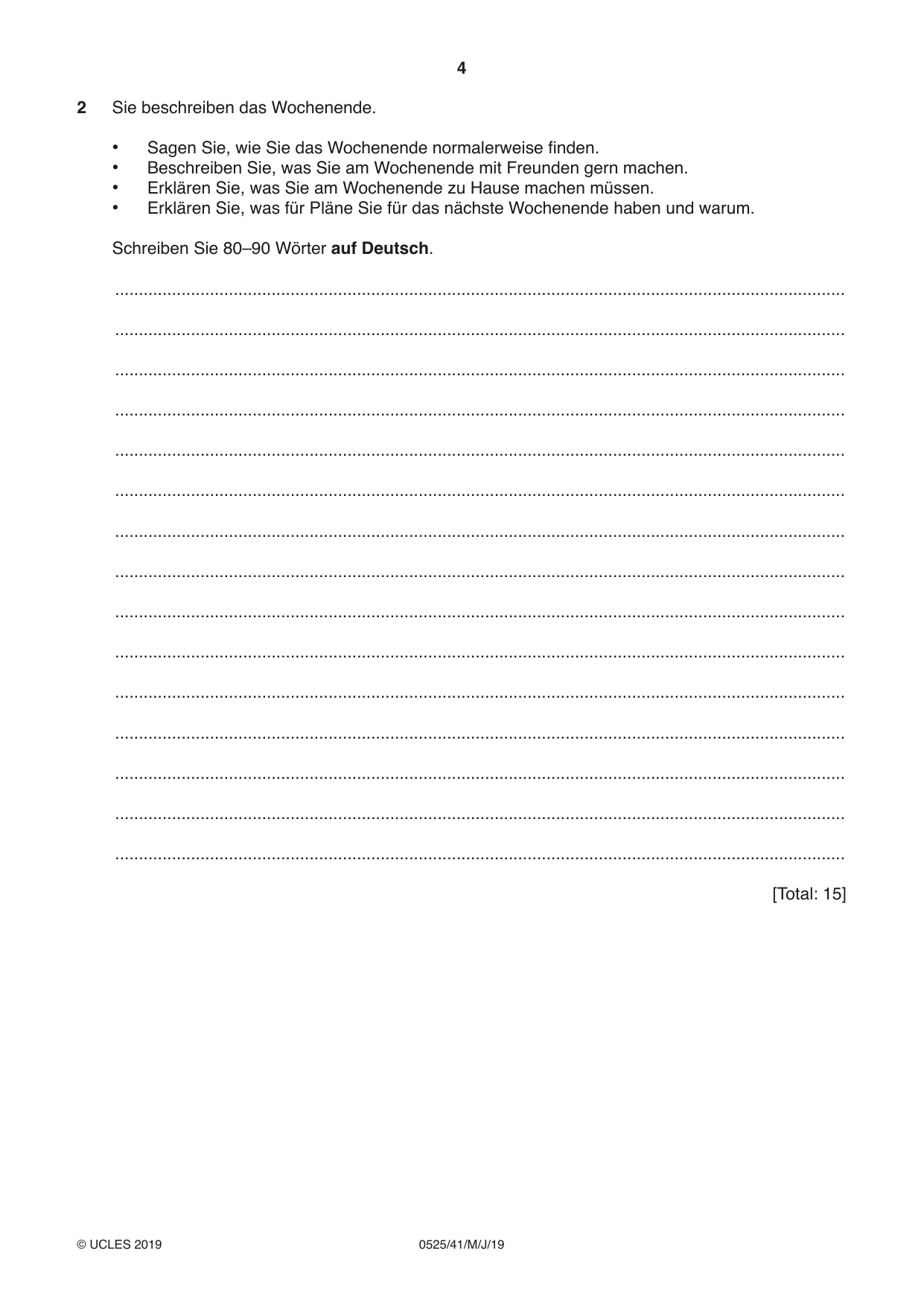 Cambridge IGCSE German - Foreign Language 0525 2019 May/June Paper 4 · Variant 1 question paper, page 4 of 8