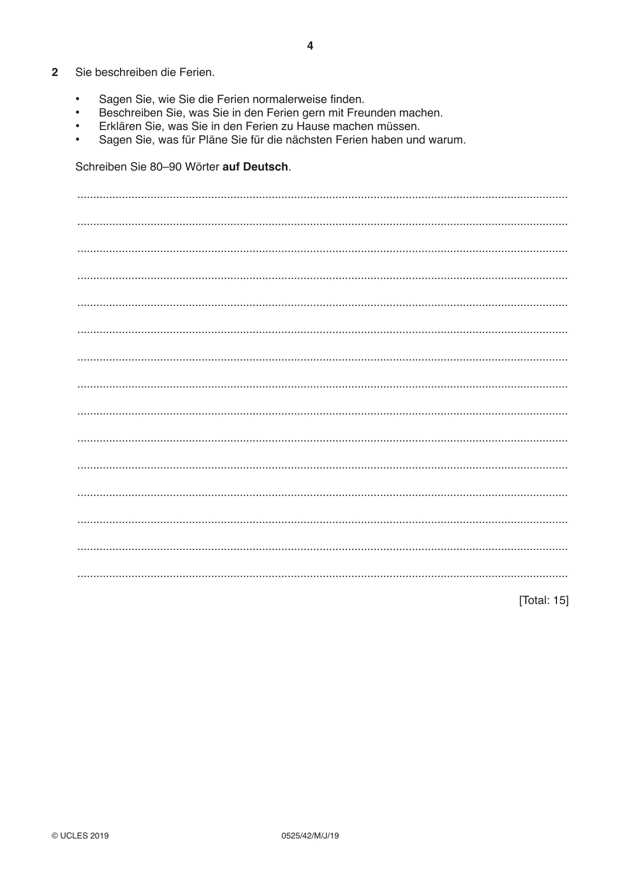 Cambridge IGCSE German - Foreign Language 0525 2019 May/June Paper 4 · Variant 2 question paper, page 4 of 8