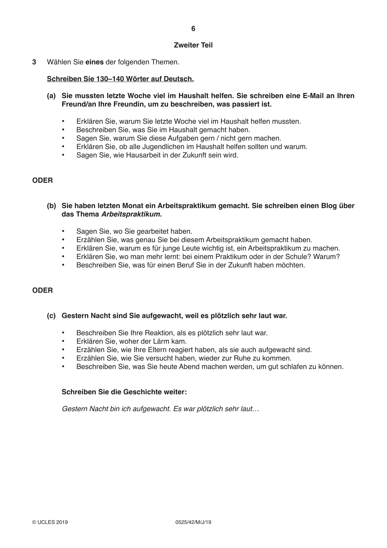 Cambridge IGCSE German - Foreign Language 0525 2019 May/June Paper 4 · Variant 2 question paper, page 6 of 8