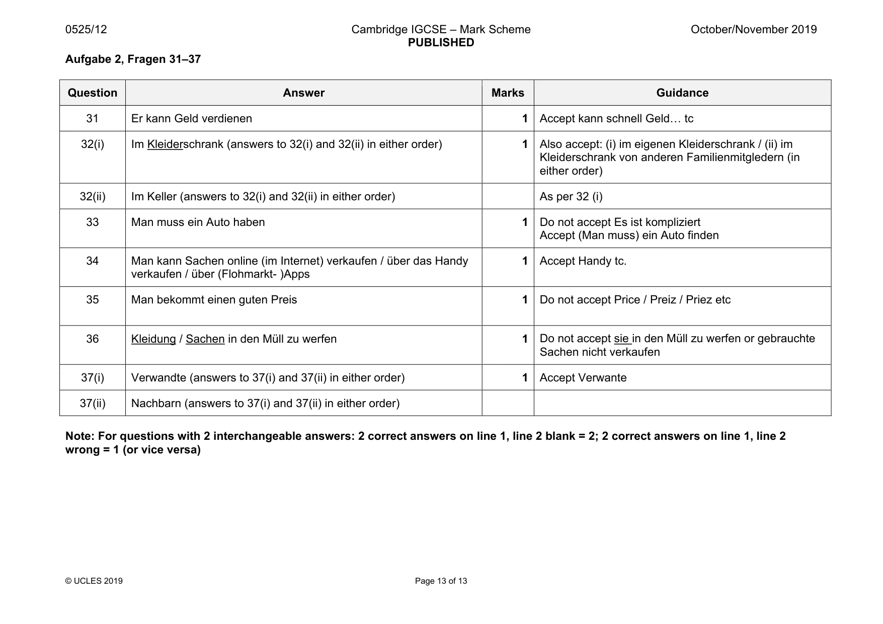 Mark scheme, page 13 of 13