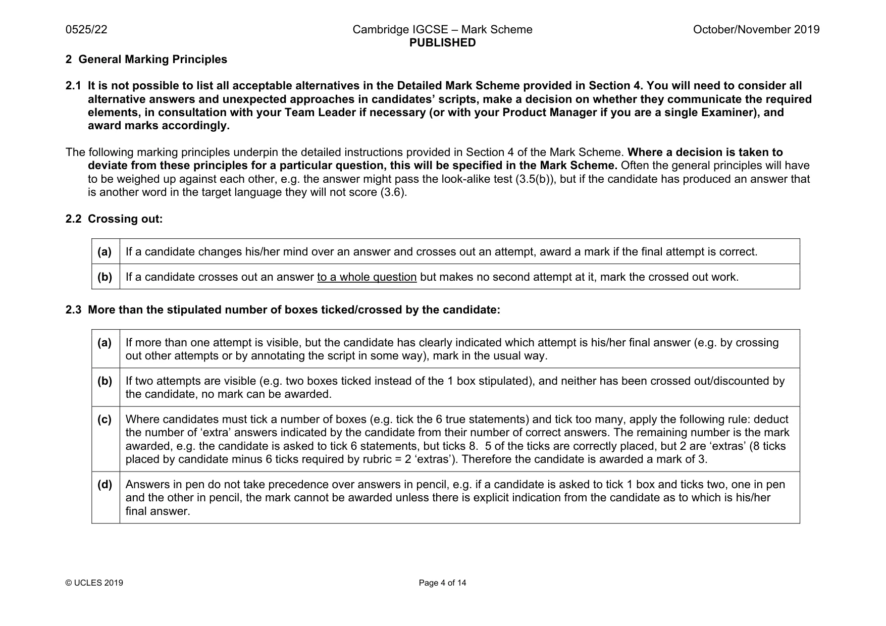 Mark scheme, page 4 of 14