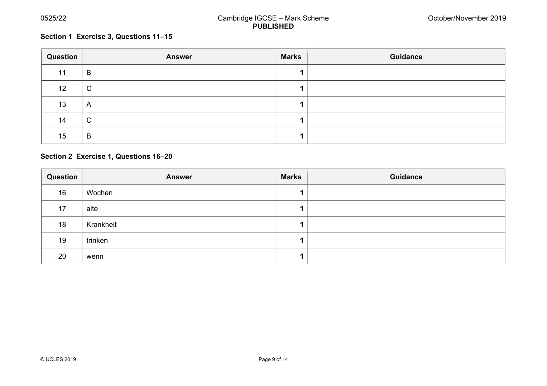 Mark scheme, page 9 of 14