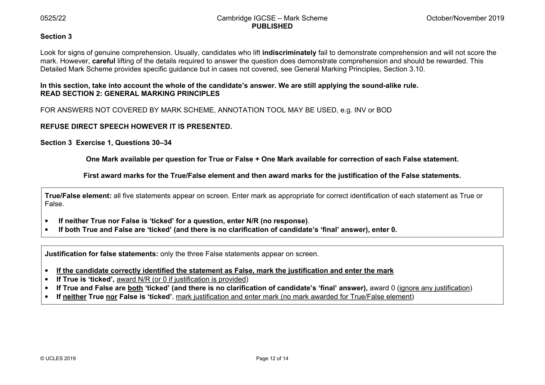 Mark scheme, page 12 of 14