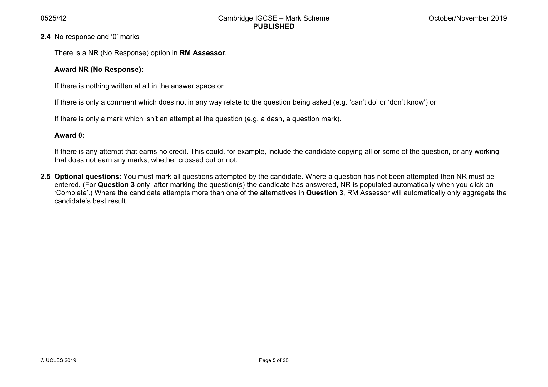 Mark scheme, page 5 of 28