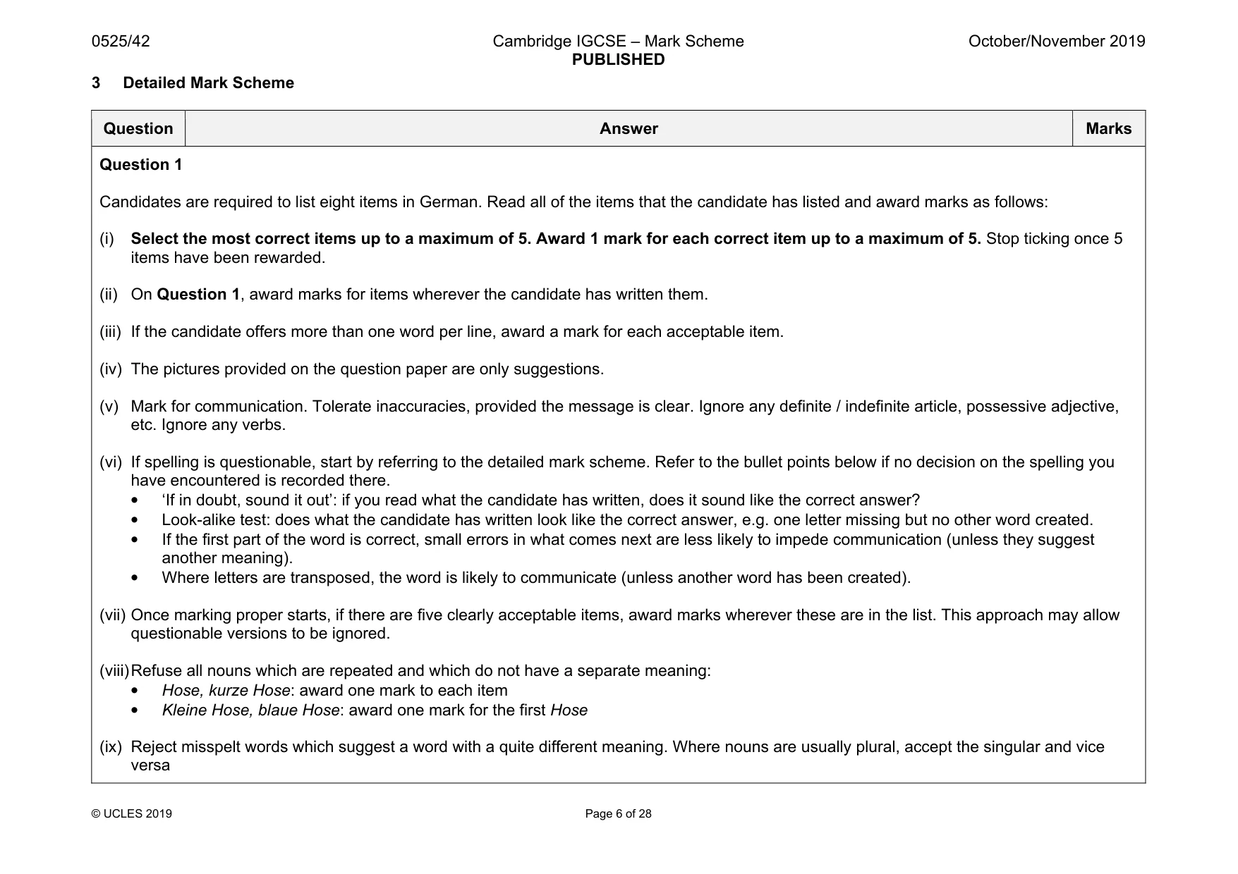 Mark scheme, page 6 of 28