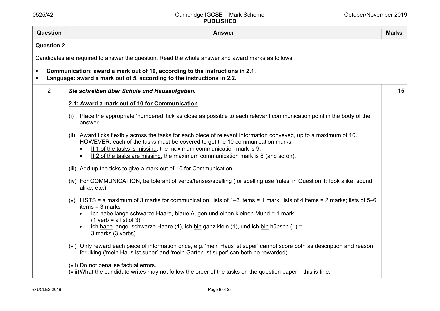 Mark scheme, page 8 of 28