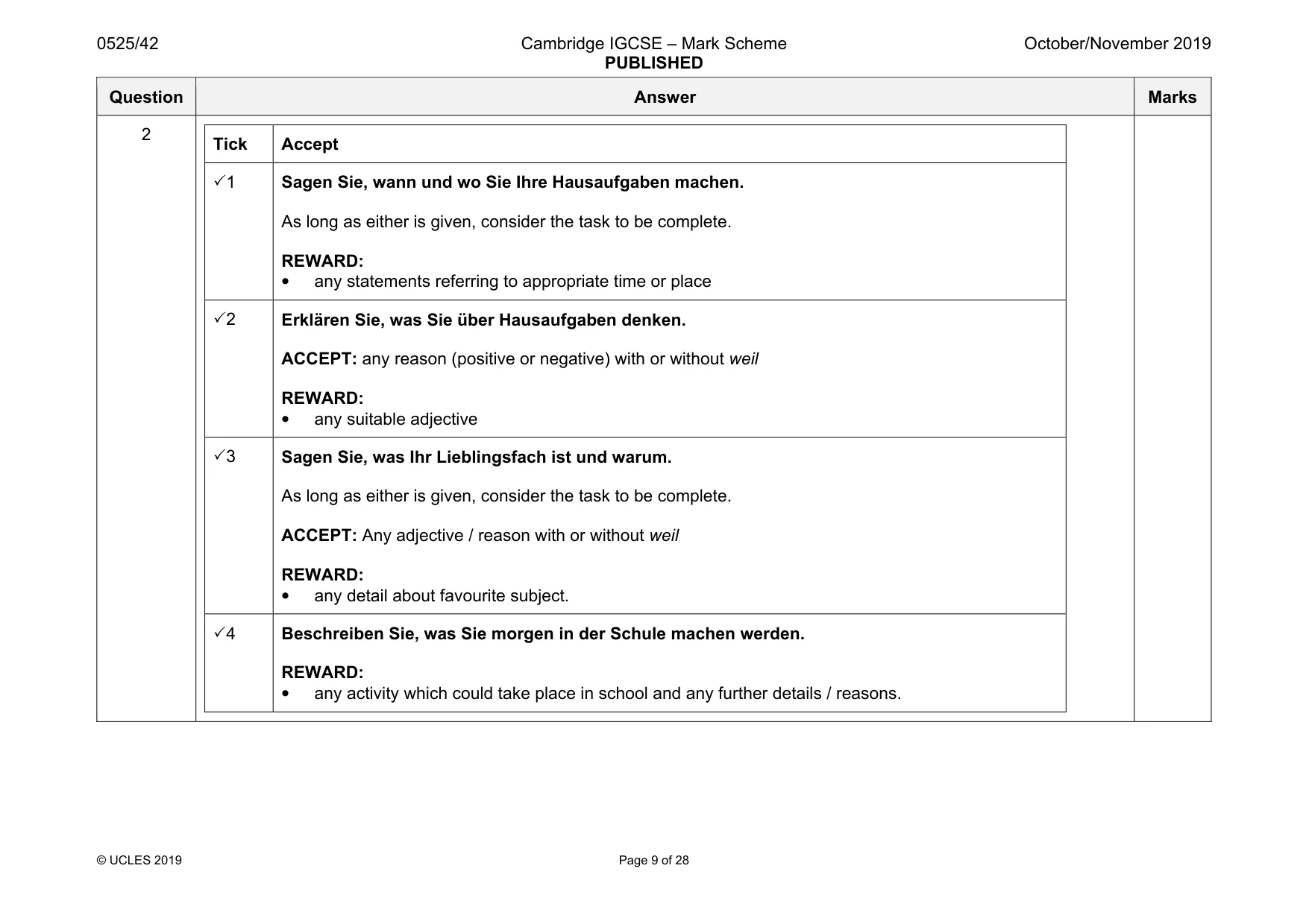 Mark scheme, page 9 of 28