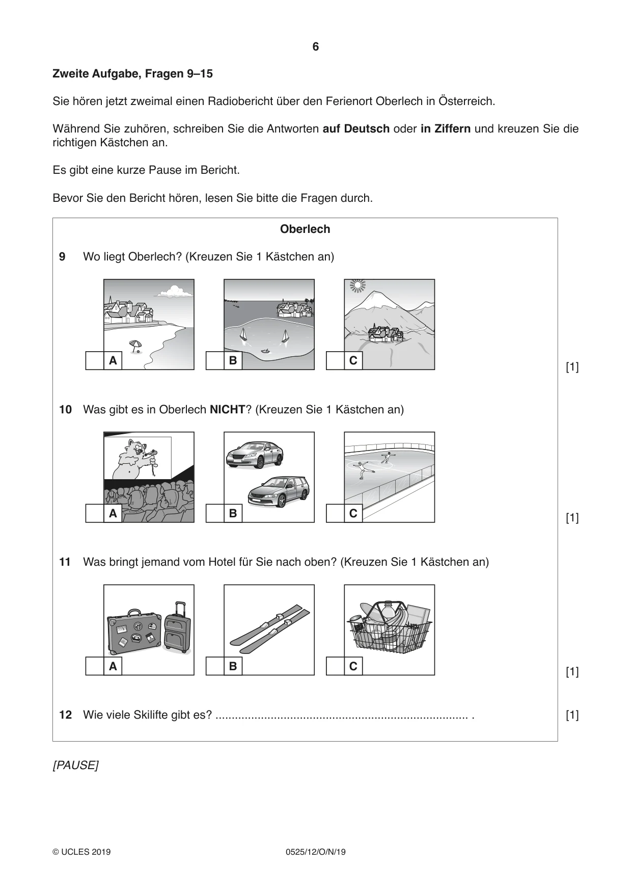 Cambridge IGCSE German - Foreign Language 0525 2019 Oct/Nov Paper 1 · Variant 2 question paper, page 6 of 16