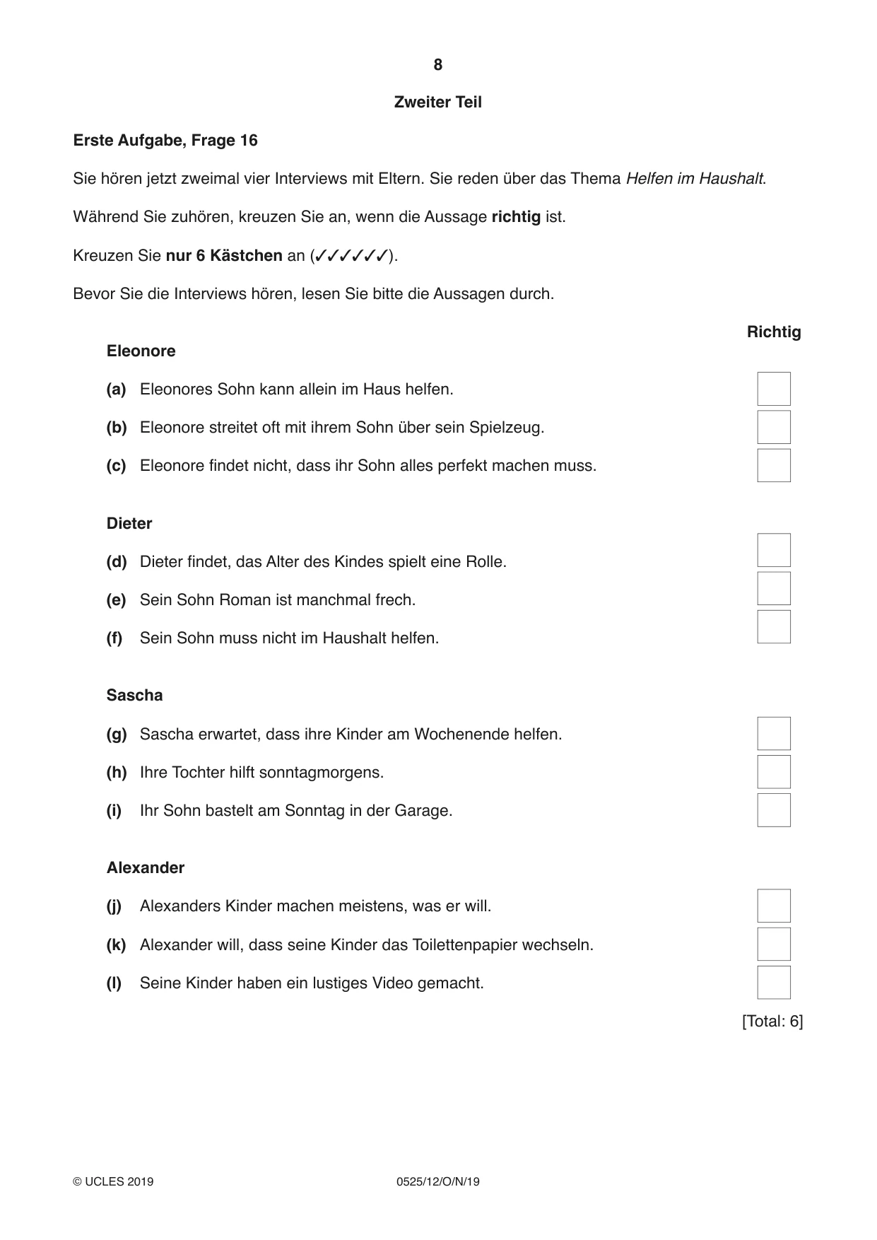 Cambridge IGCSE German - Foreign Language 0525 2019 Oct/Nov Paper 1 · Variant 2 question paper, page 8 of 16