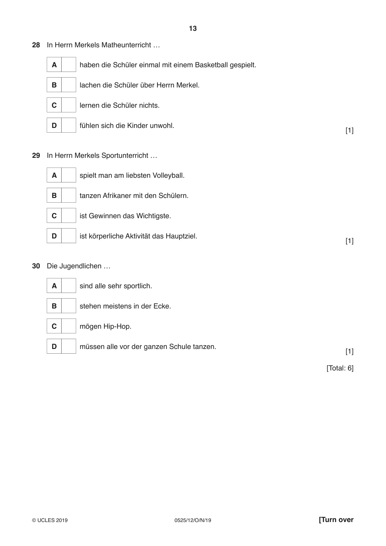 Cambridge IGCSE German - Foreign Language 0525 2019 Oct/Nov Paper 1 · Variant 2 question paper, page 13 of 16