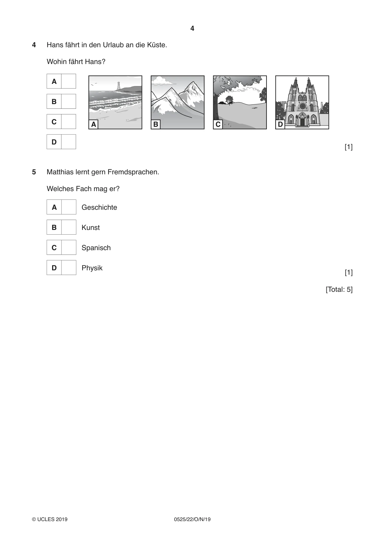 Cambridge IGCSE German - Foreign Language 0525 2019 Oct/Nov Paper 2 · Variant 2 question paper, page 4 of 16