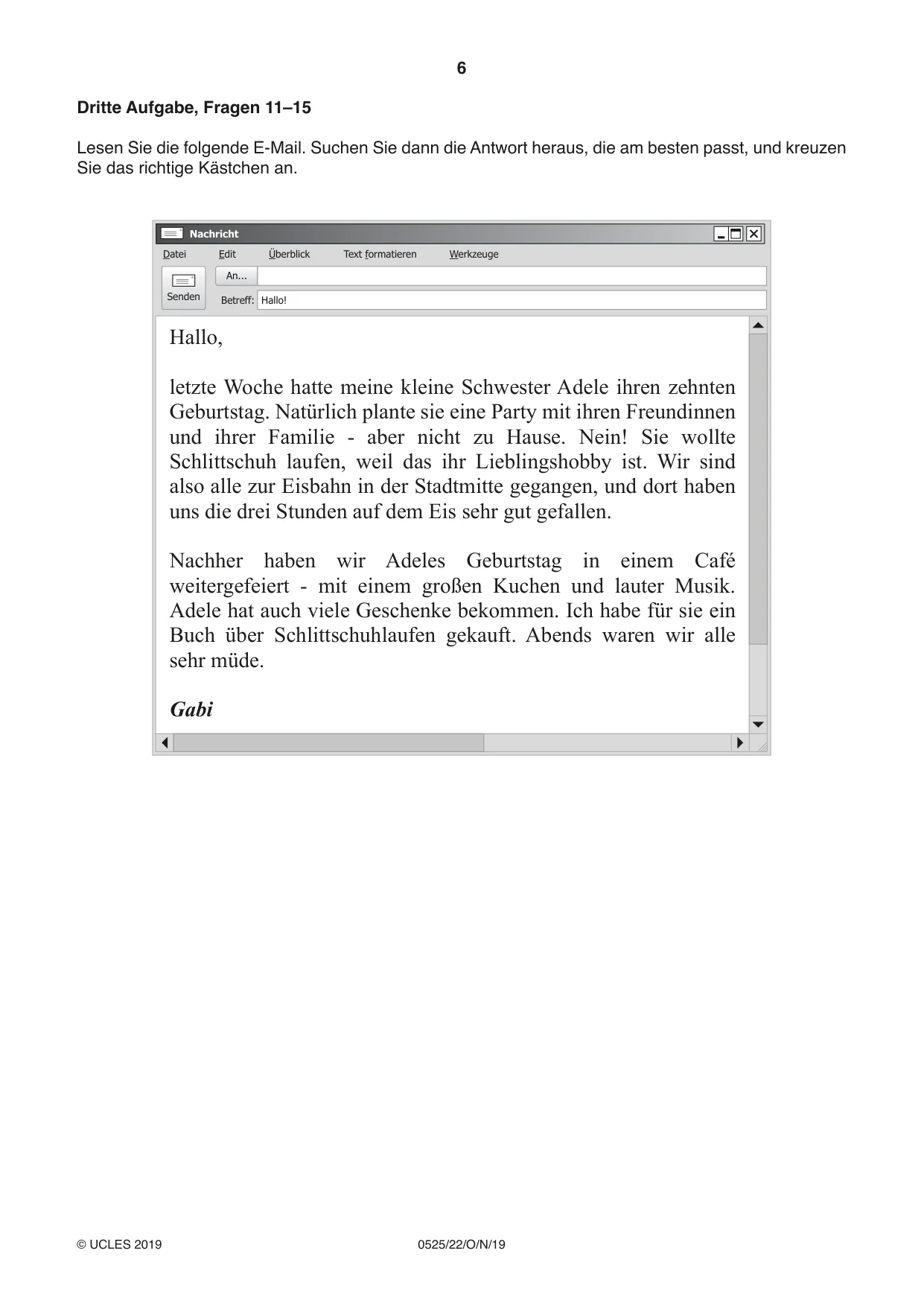 Cambridge IGCSE German - Foreign Language 0525 2019 Oct/Nov Paper 2 · Variant 2 question paper, page 6 of 16