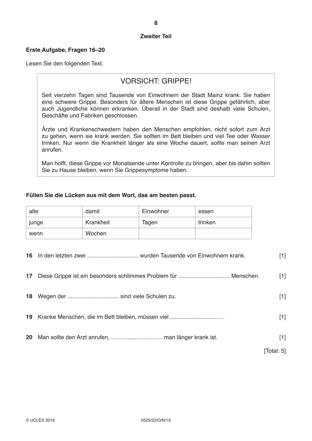Cambridge IGCSE German - Foreign Language 0525 2019 Oct/Nov Paper 2 · Variant 2 question paper, page 8 of 16