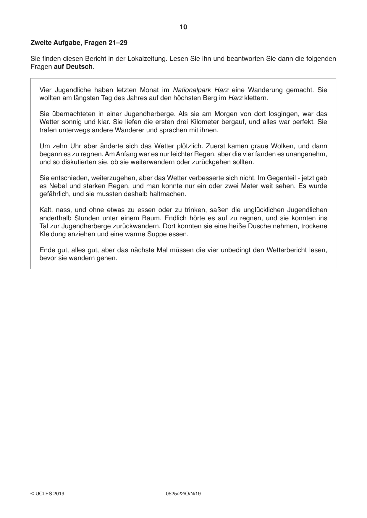 Cambridge IGCSE German - Foreign Language 0525 2019 Oct/Nov Paper 2 · Variant 2 question paper, page 10 of 16