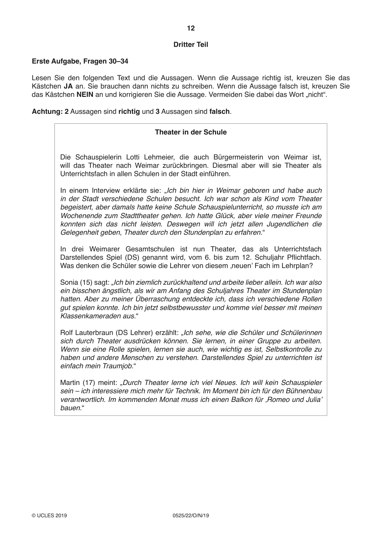 Cambridge IGCSE German - Foreign Language 0525 2019 Oct/Nov Paper 2 · Variant 2 question paper, page 12 of 16