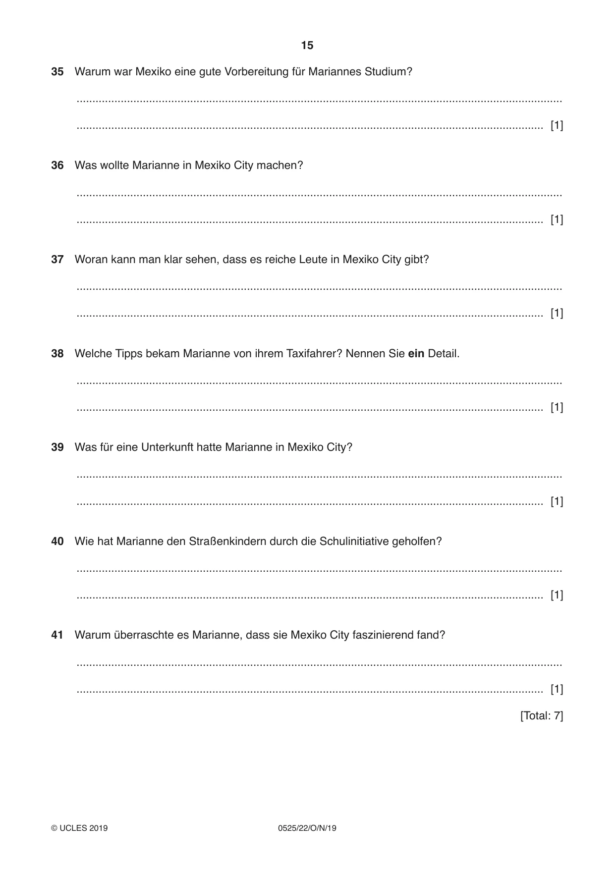 Cambridge IGCSE German - Foreign Language 0525 2019 Oct/Nov Paper 2 · Variant 2 question paper, page 15 of 16