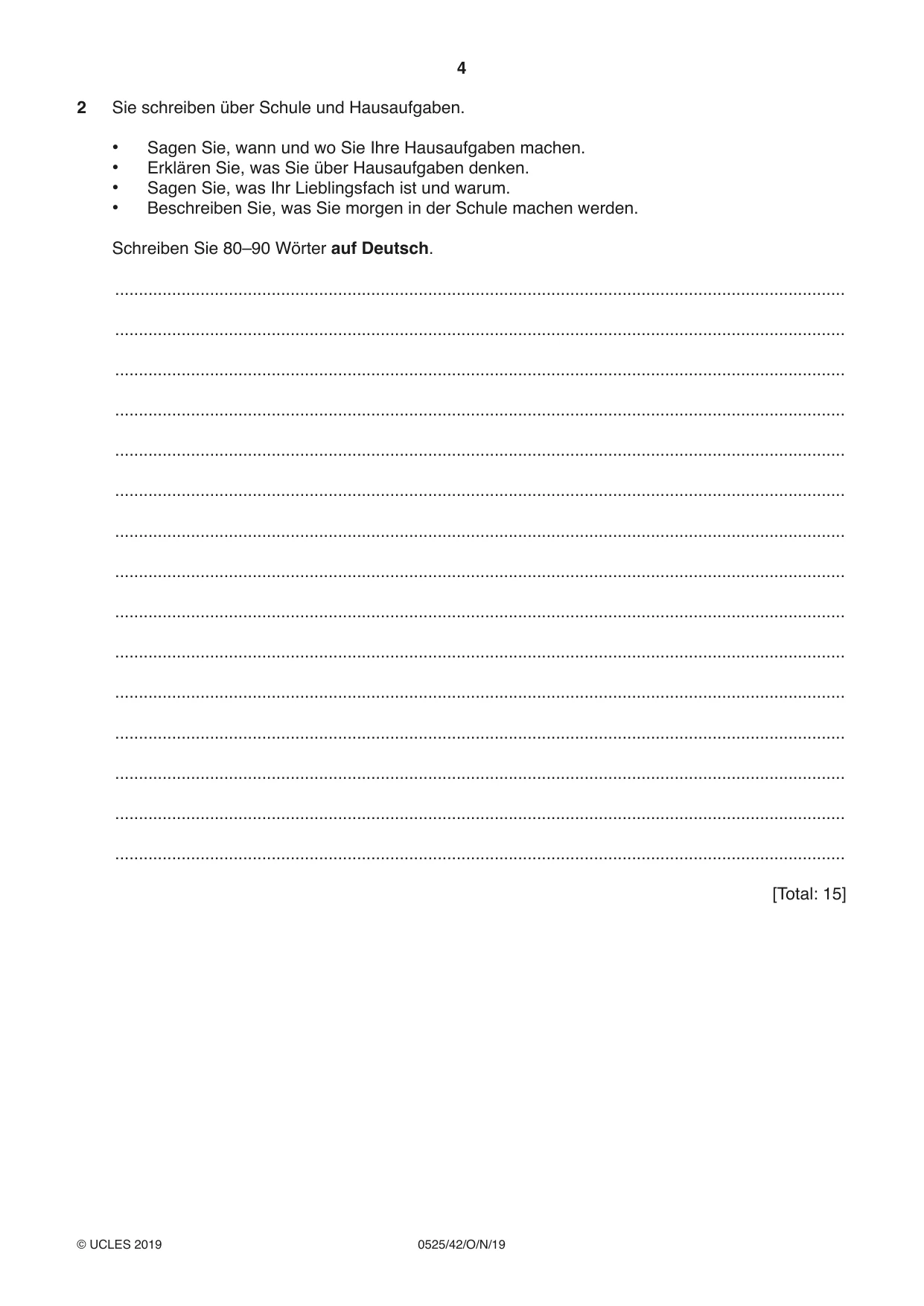 Cambridge IGCSE German - Foreign Language 0525 2019 Oct/Nov Paper 4 · Variant 2 question paper, page 4 of 8
