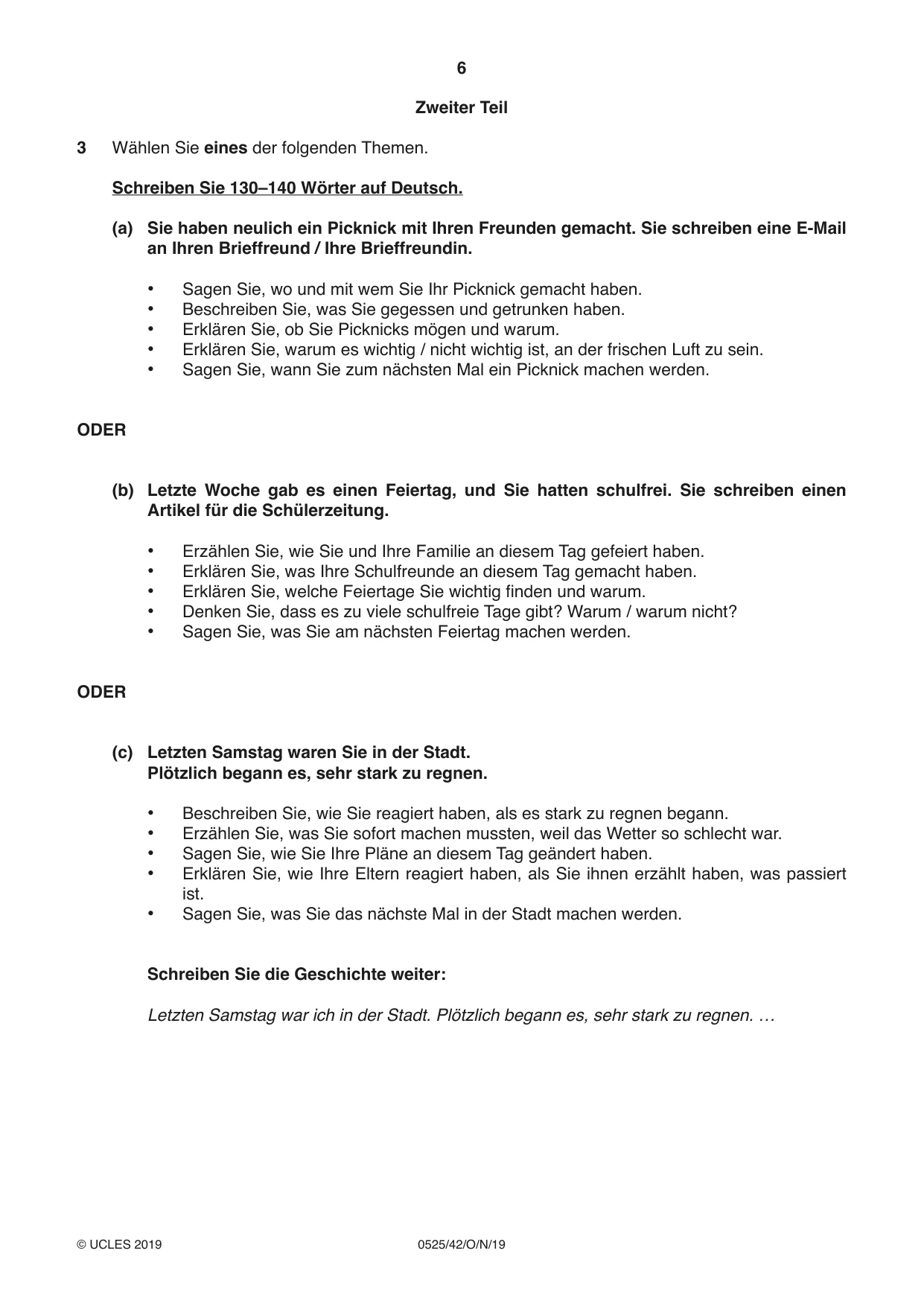 Cambridge IGCSE German - Foreign Language 0525 2019 Oct/Nov Paper 4 · Variant 2 question paper, page 6 of 8