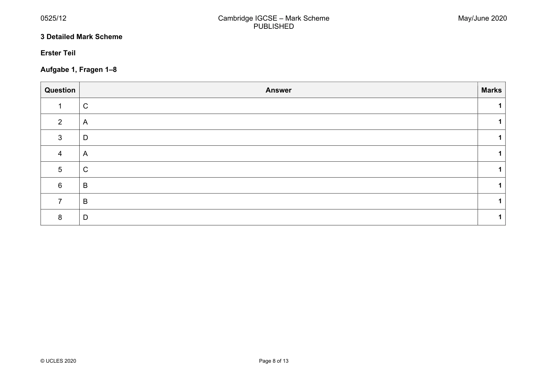 Mark scheme, page 8 of 13
