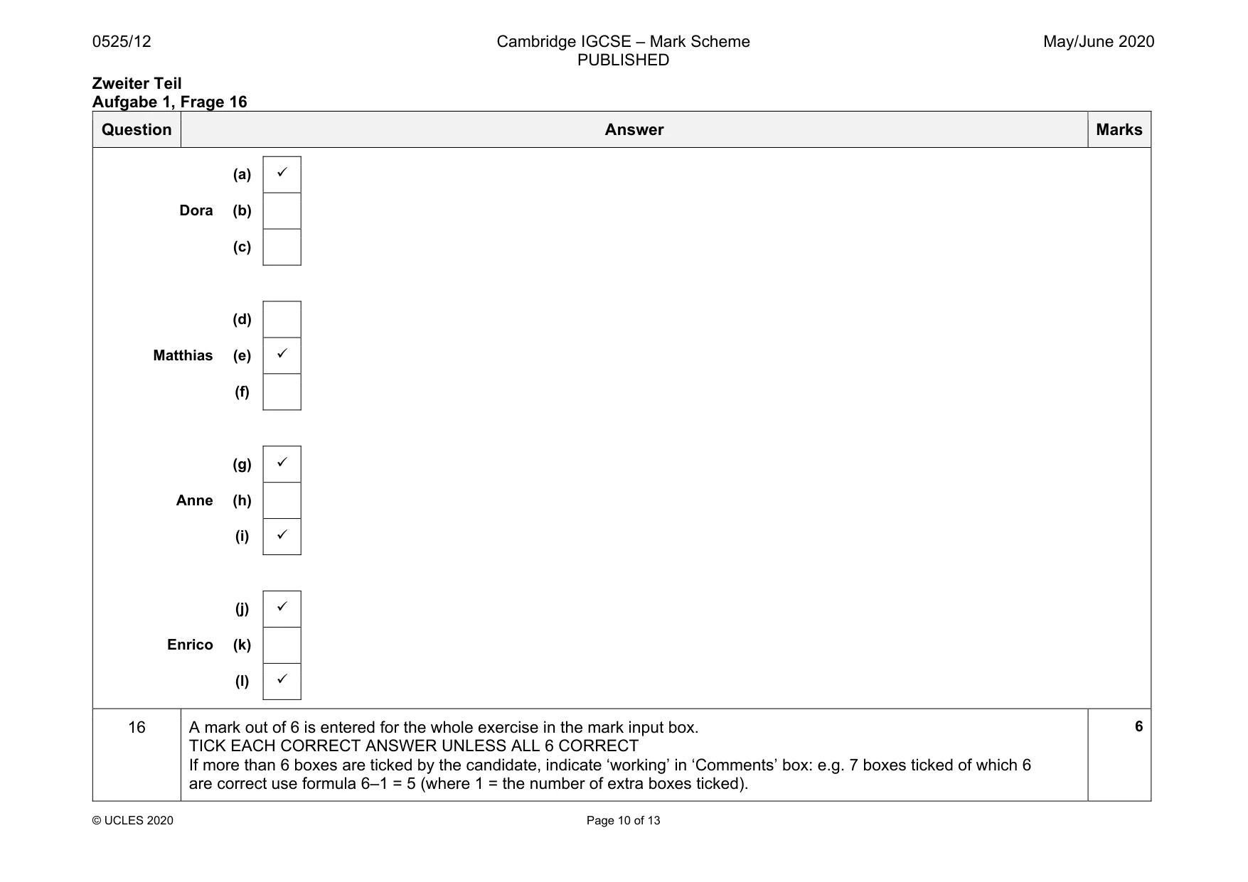 Mark scheme, page 10 of 13