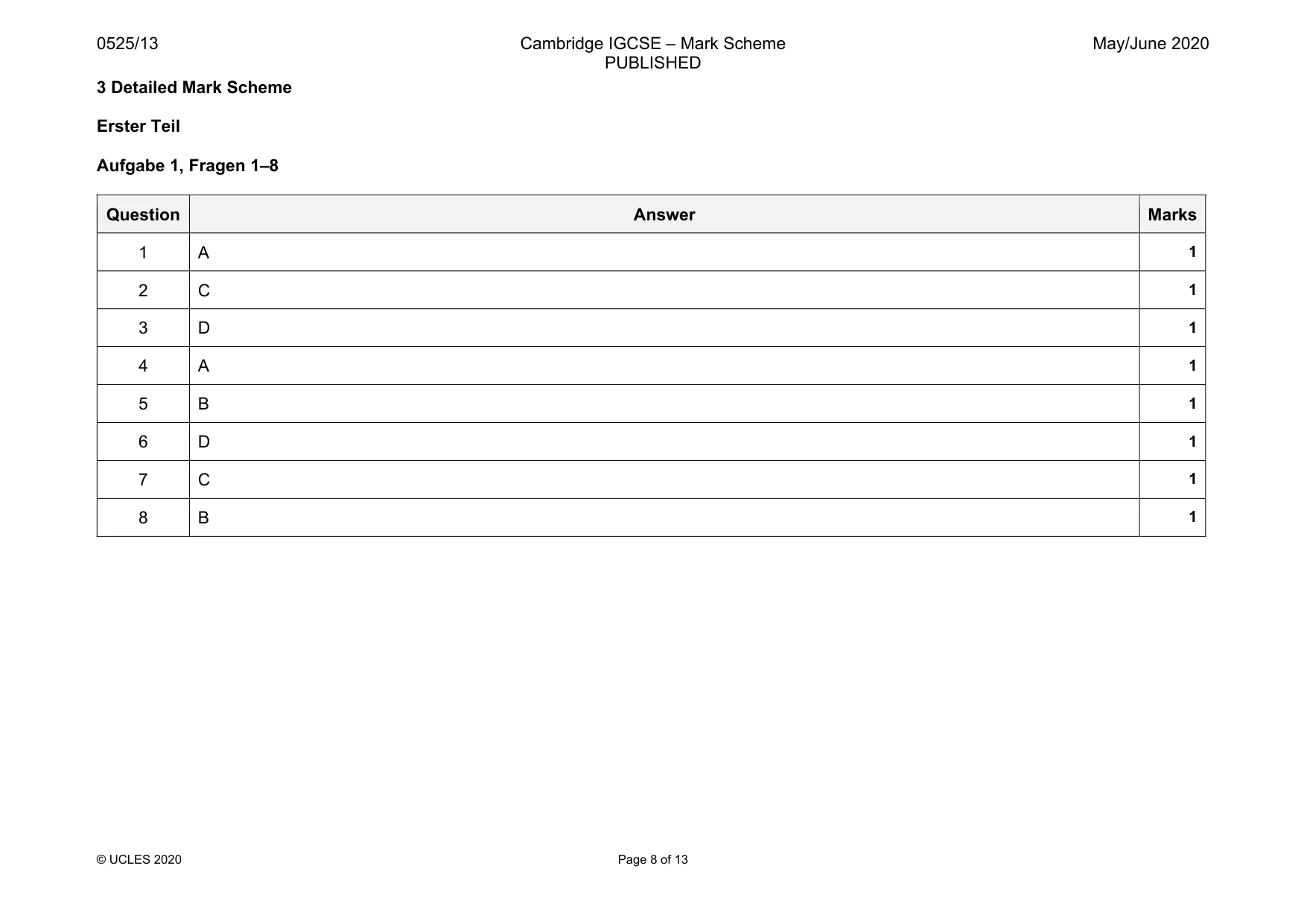 Mark scheme, page 8 of 13