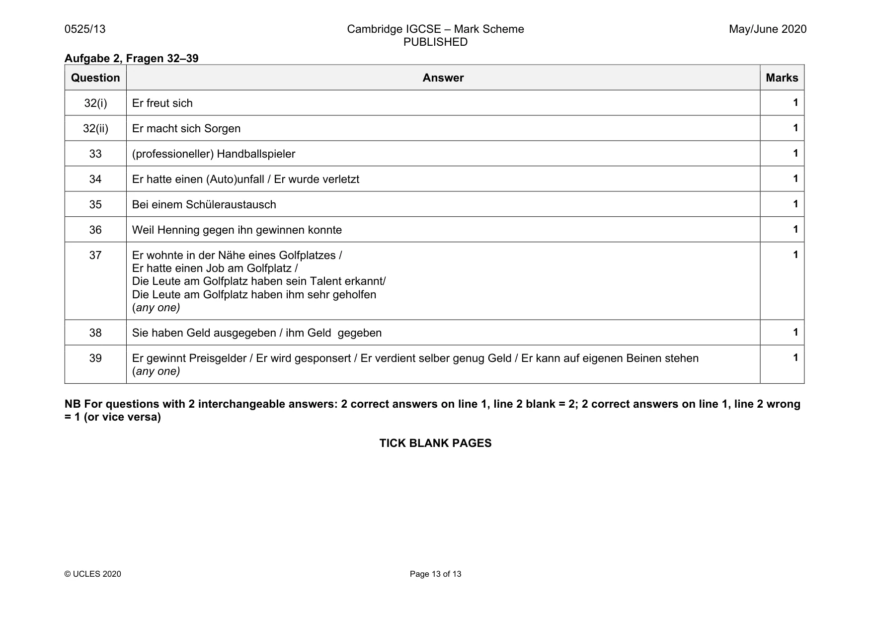 Mark scheme, page 13 of 13