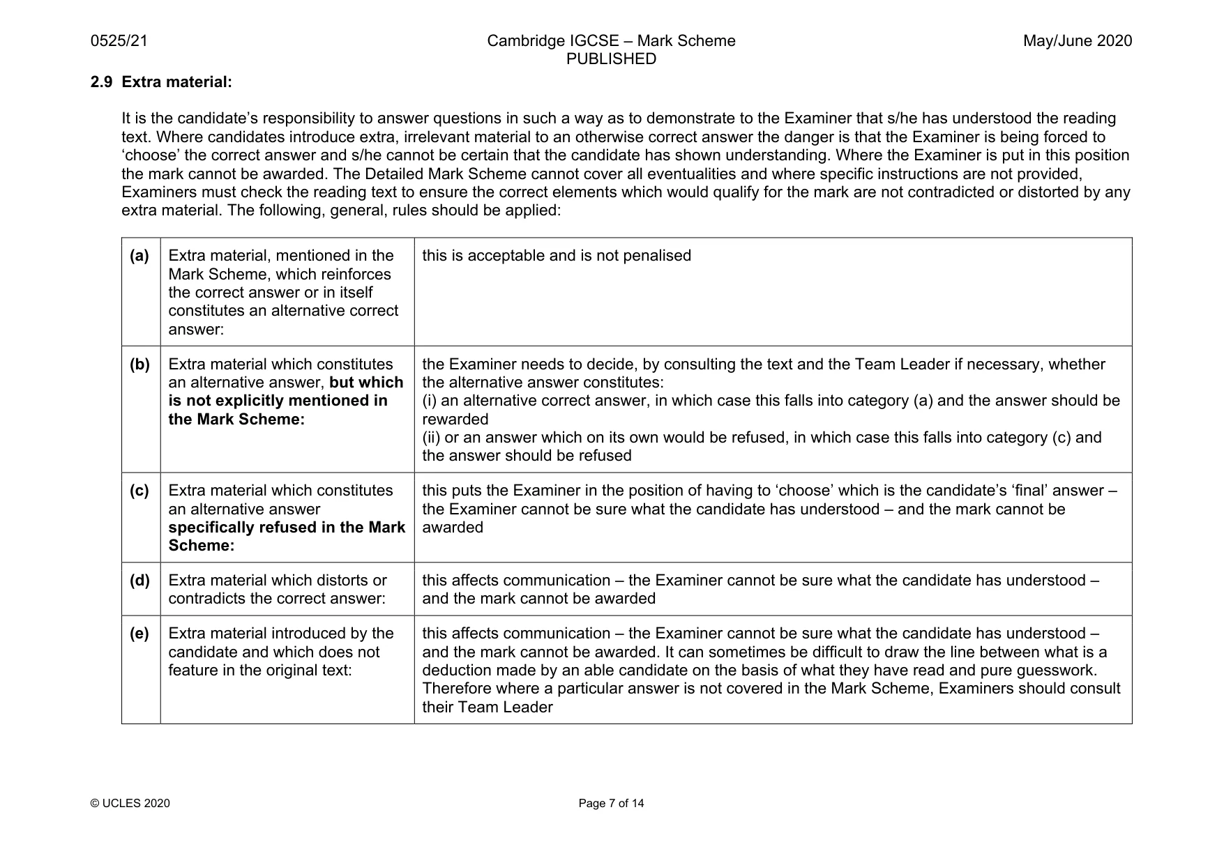 Mark scheme, page 7 of 14