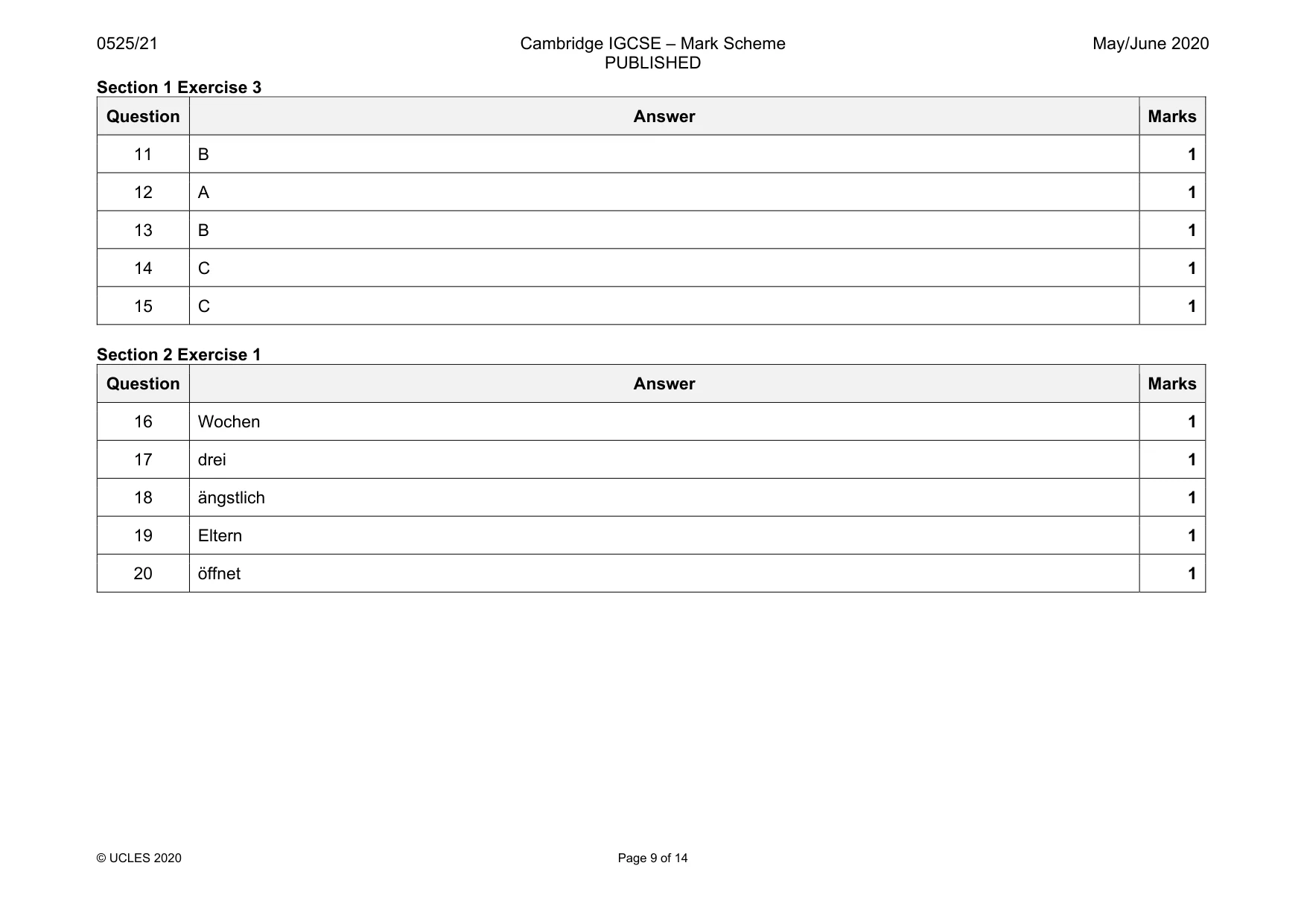 Mark scheme, page 9 of 14