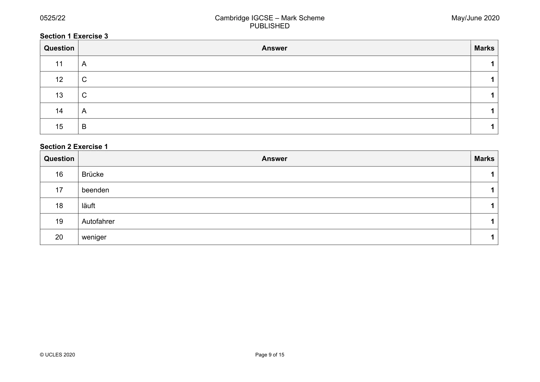 Mark scheme, page 9 of 15