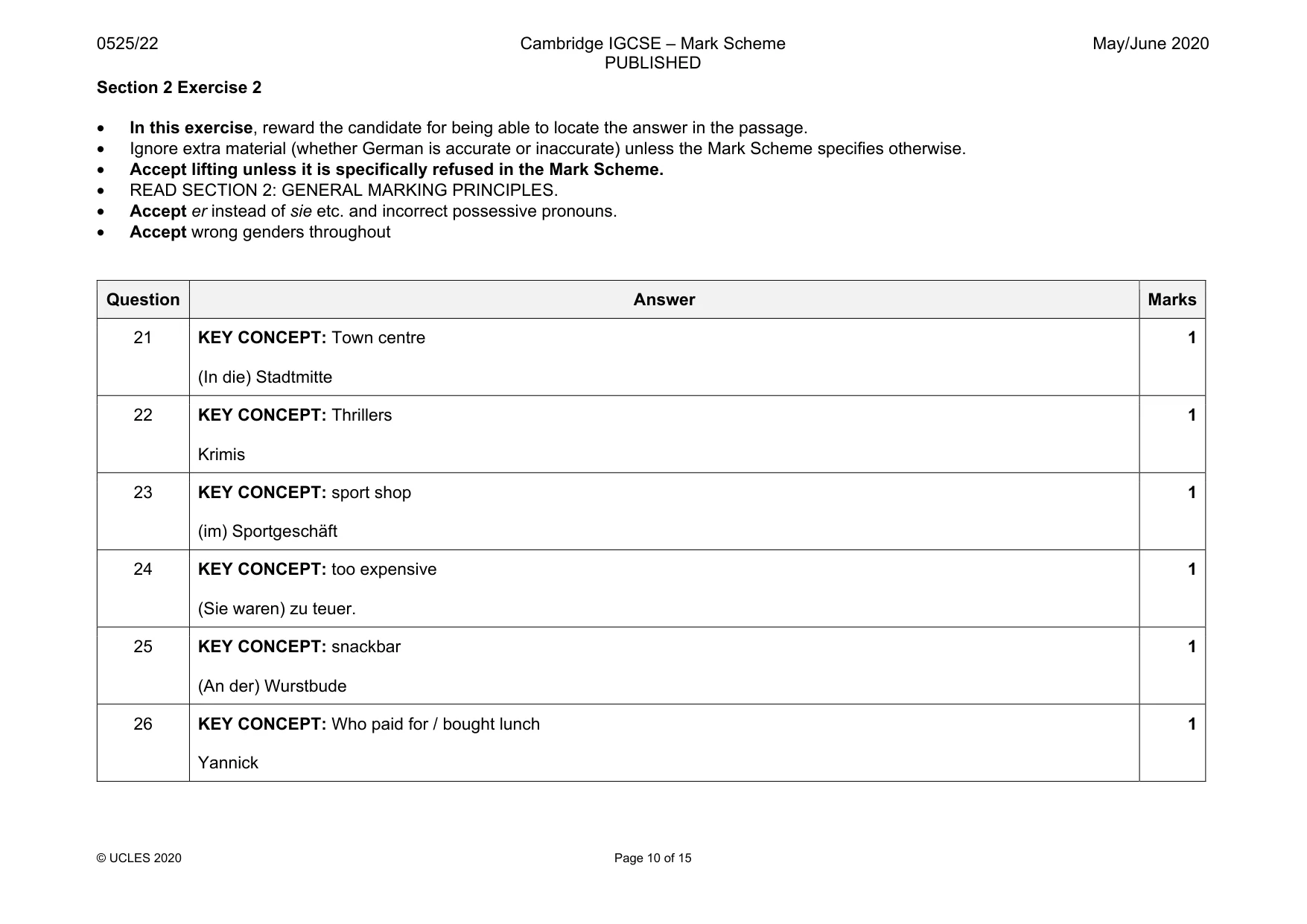 Mark scheme, page 10 of 15