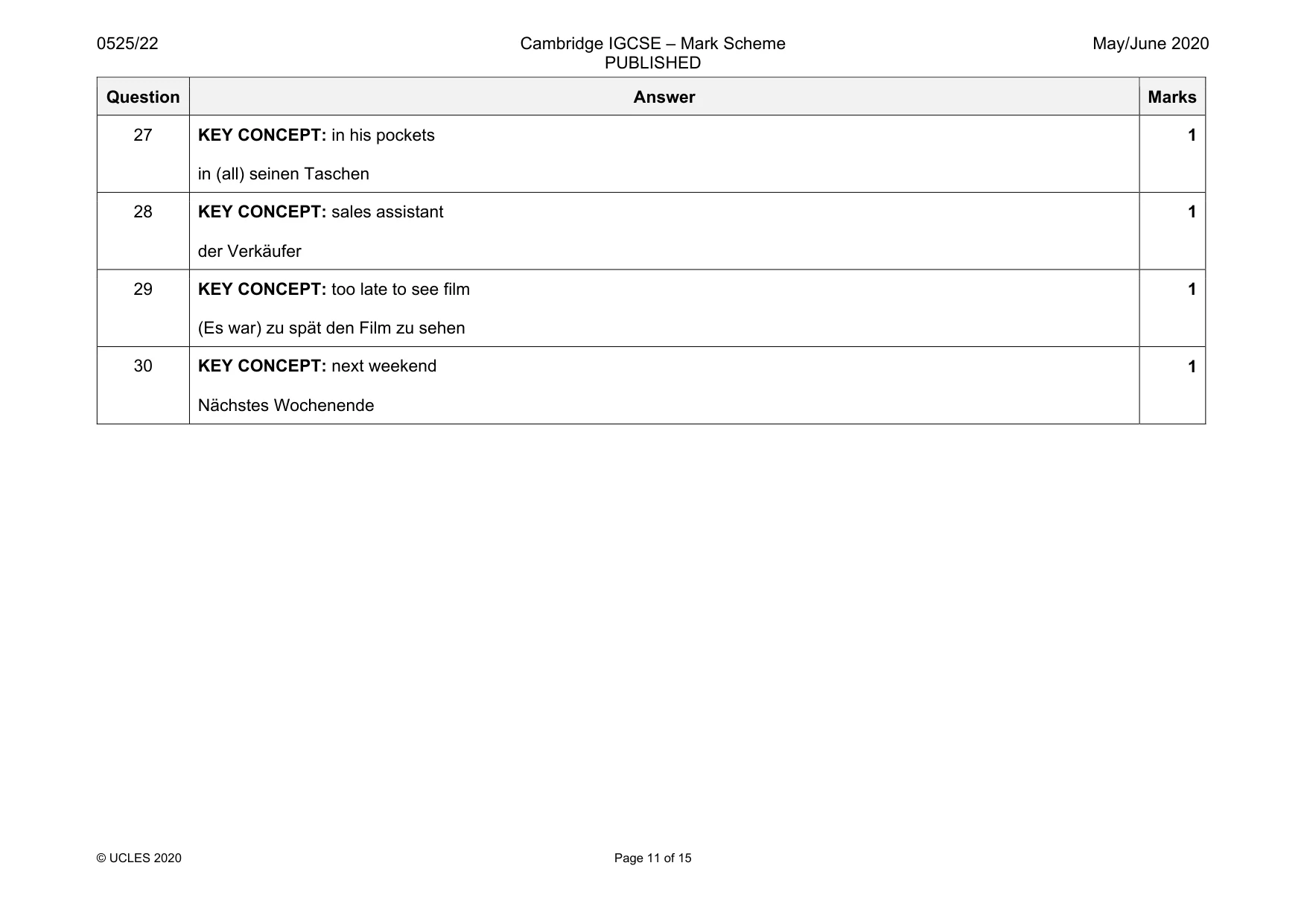 Mark scheme, page 11 of 15