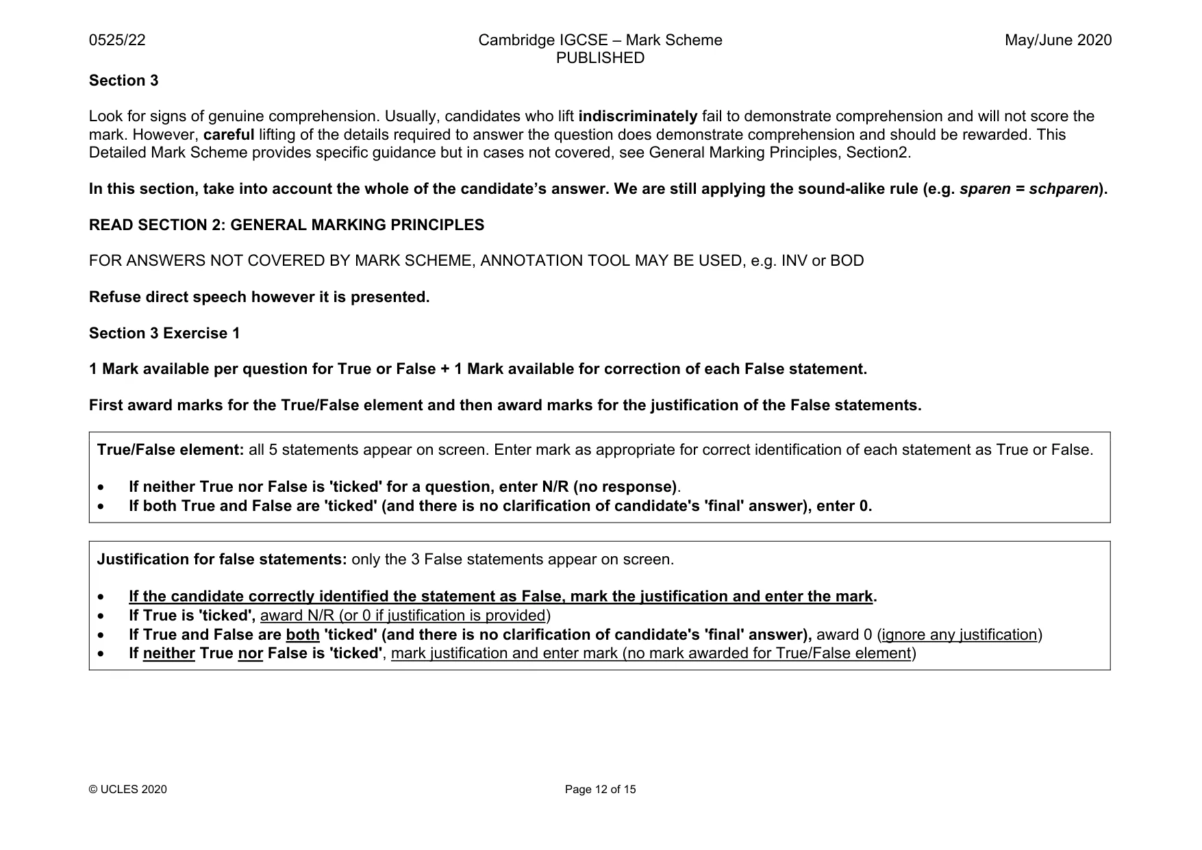 Mark scheme, page 12 of 15