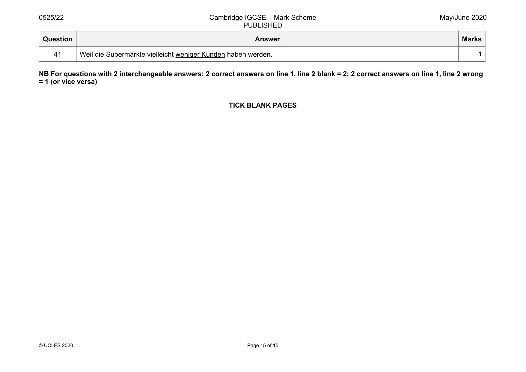 Mark scheme, page 15 of 15