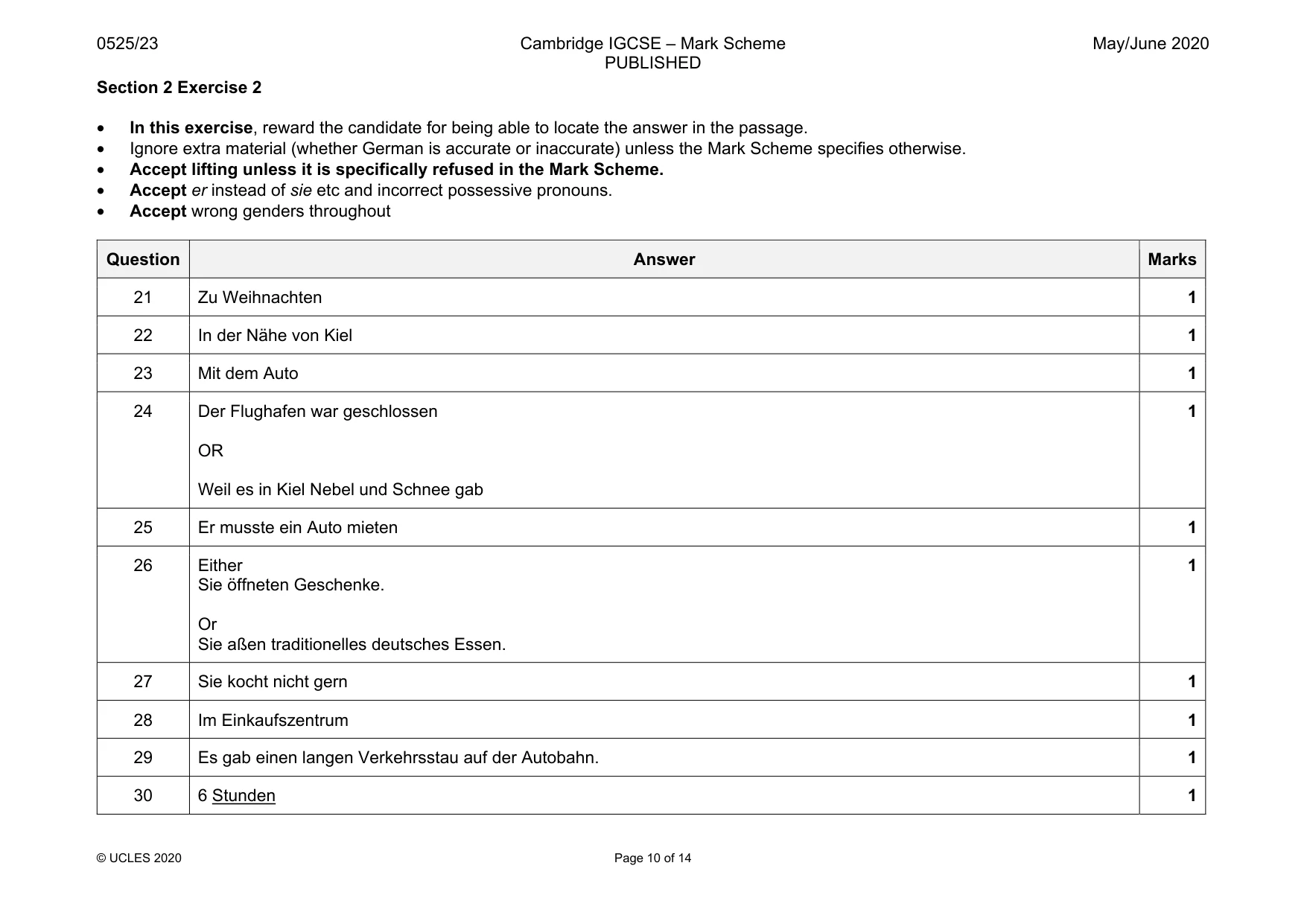 Mark scheme, page 10 of 14