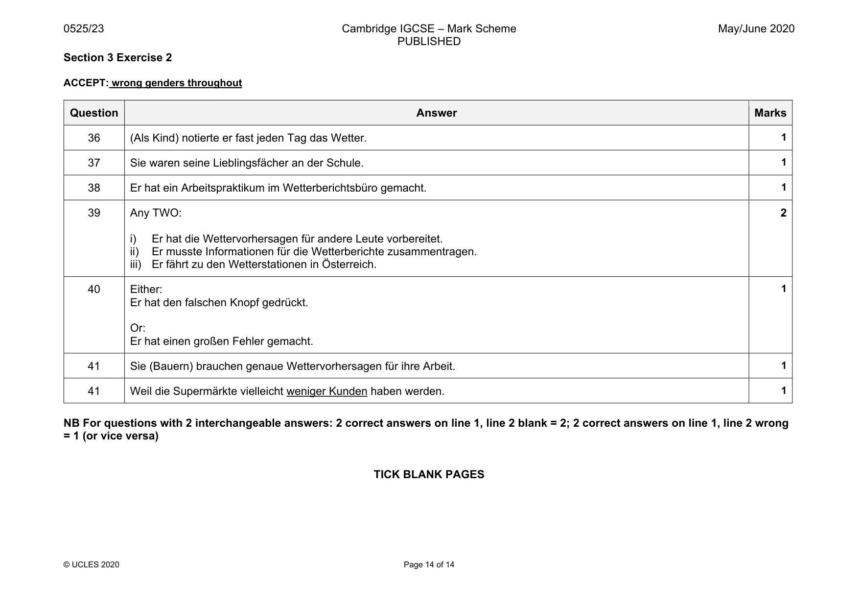 Mark scheme, page 14 of 14