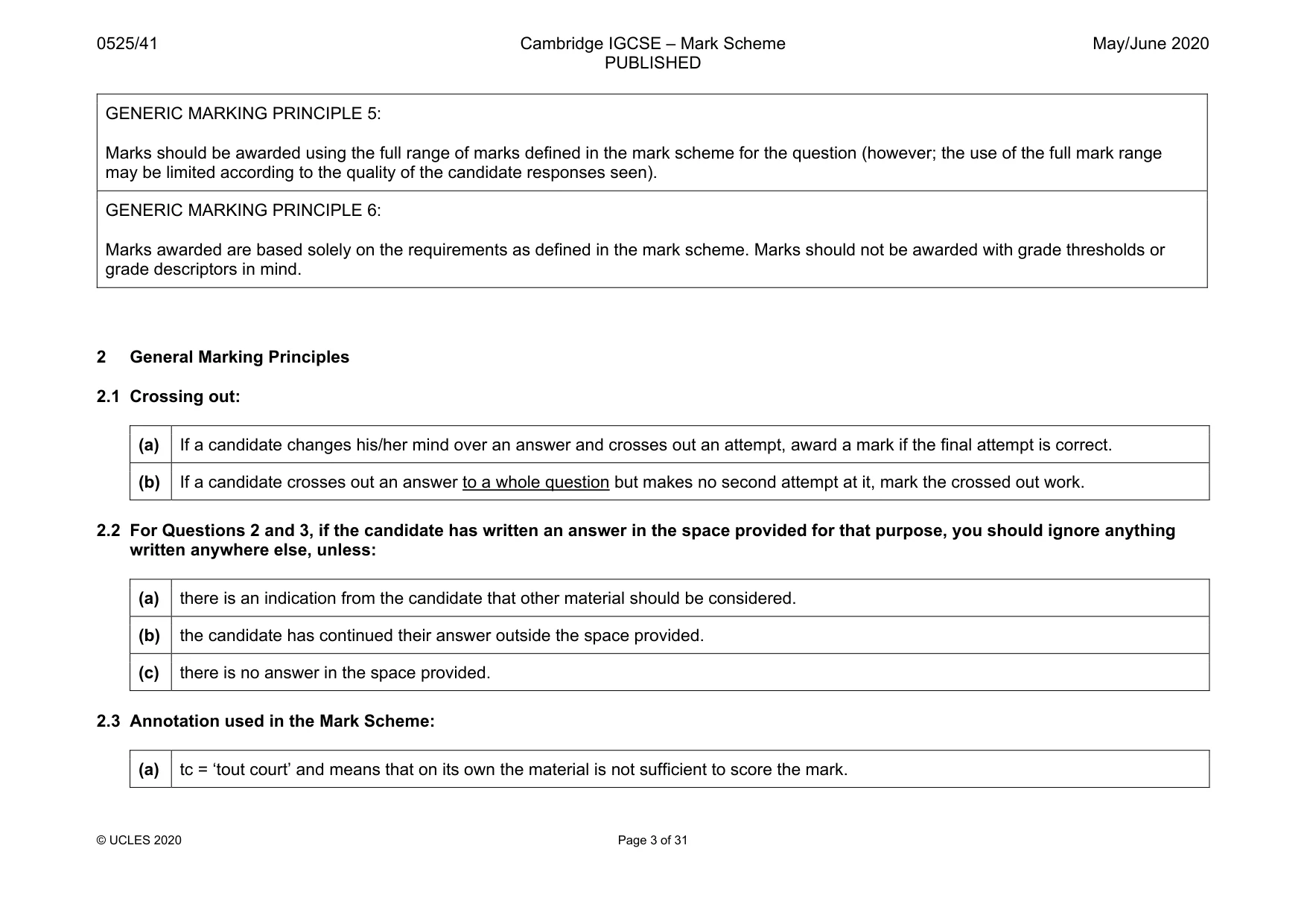 Mark scheme, page 3 of 31