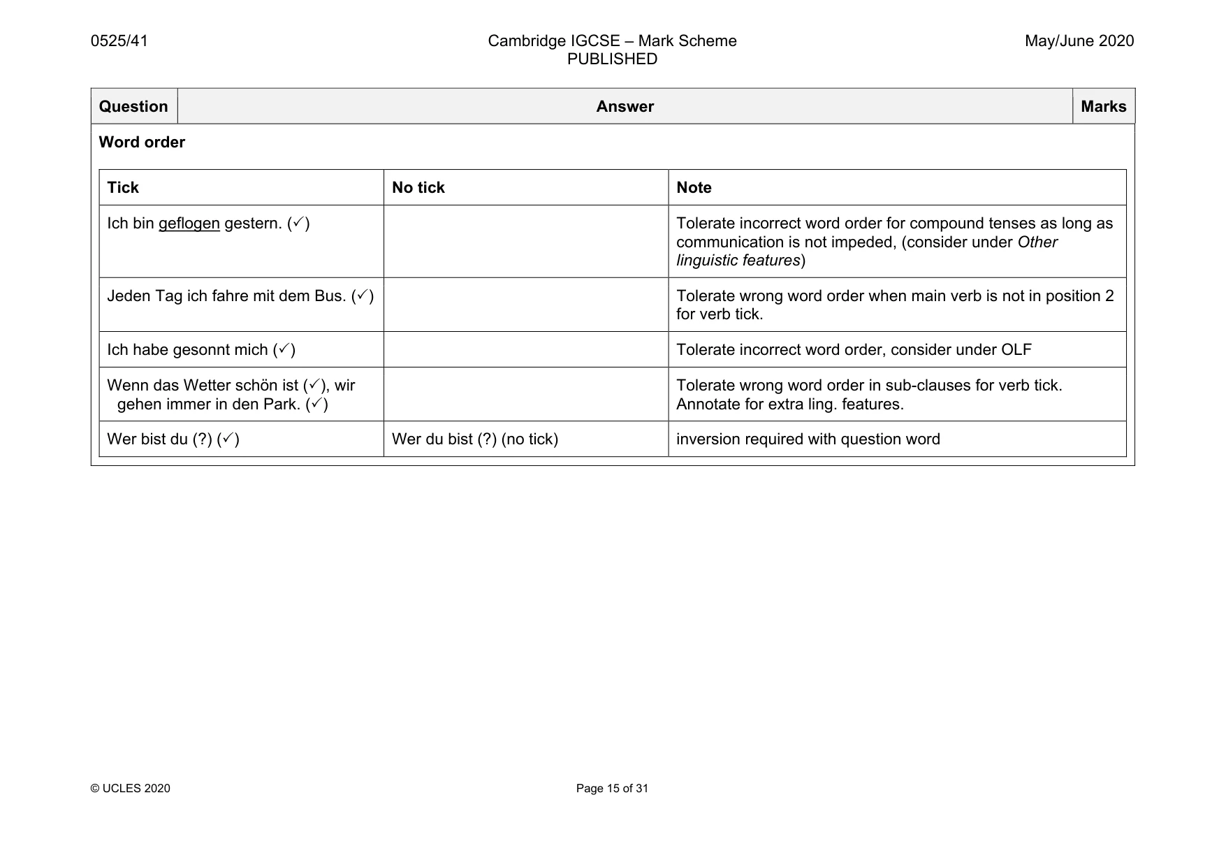 Mark scheme, page 15 of 31