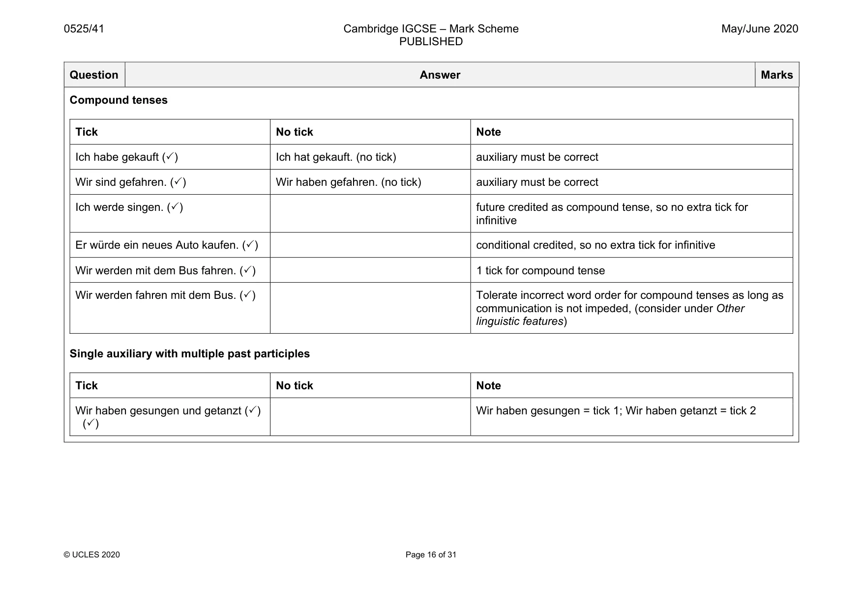 Mark scheme, page 16 of 31