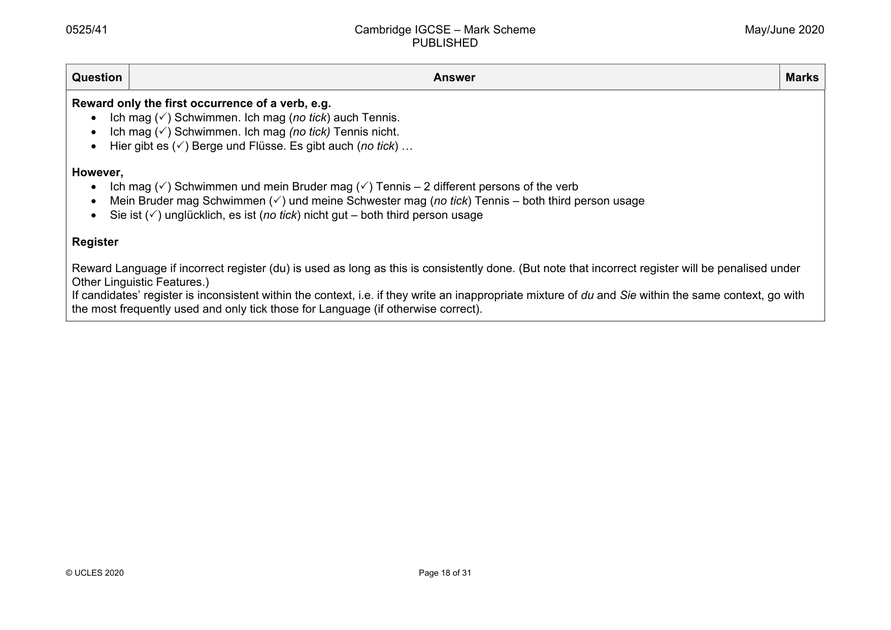 Mark scheme, page 18 of 31