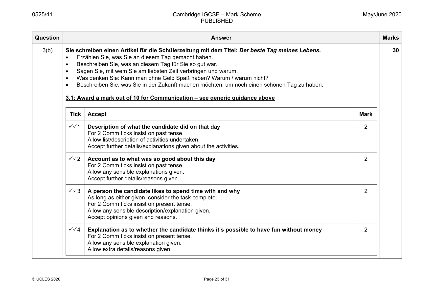 Mark scheme, page 23 of 31