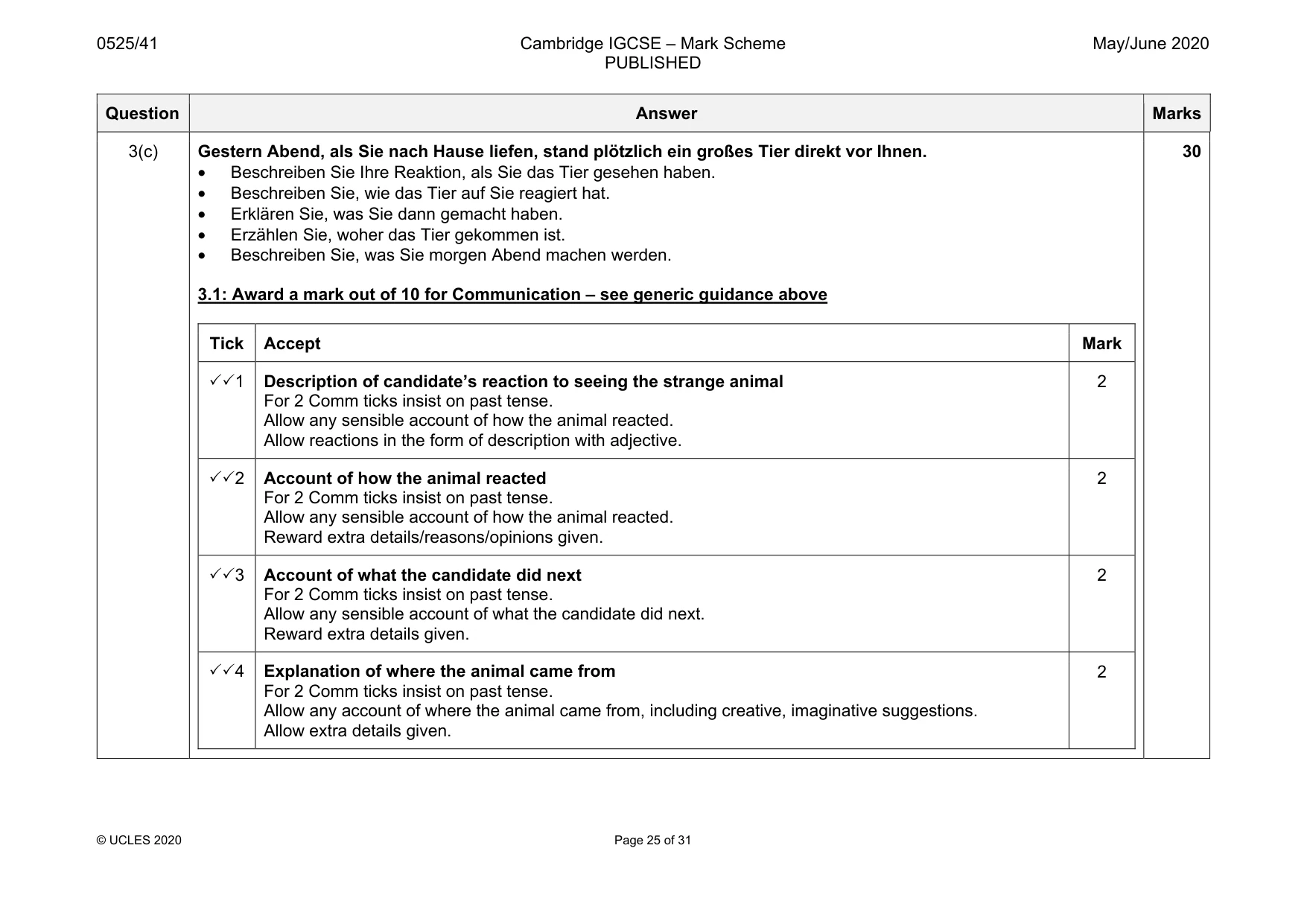 Mark scheme, page 25 of 31