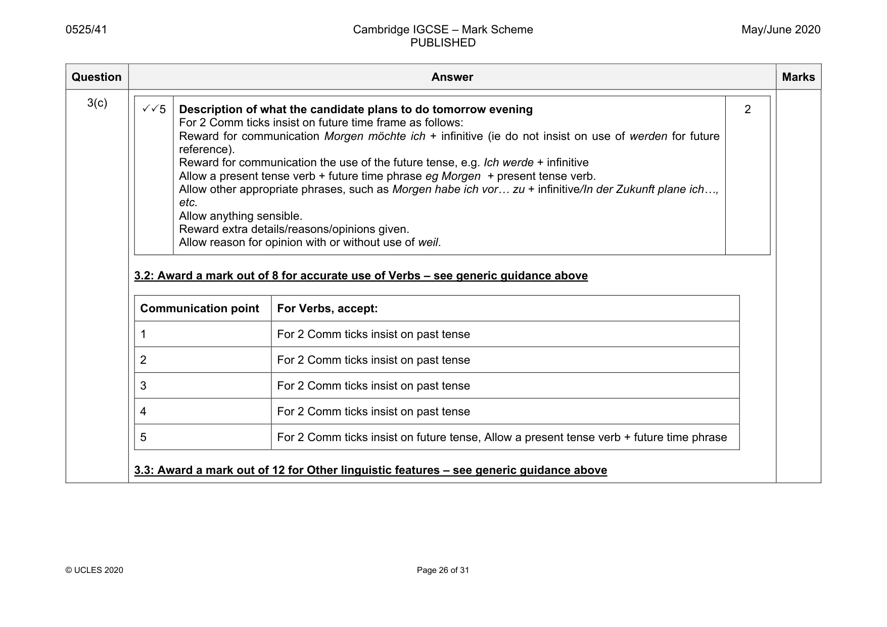 Mark scheme, page 26 of 31