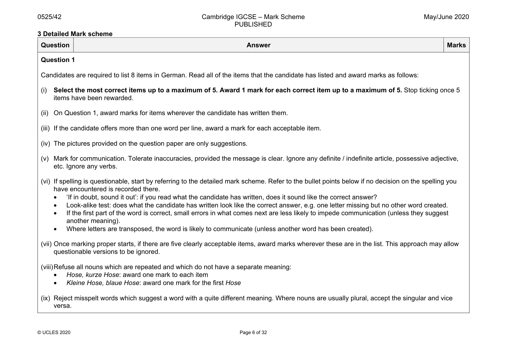 Mark scheme, page 6 of 32