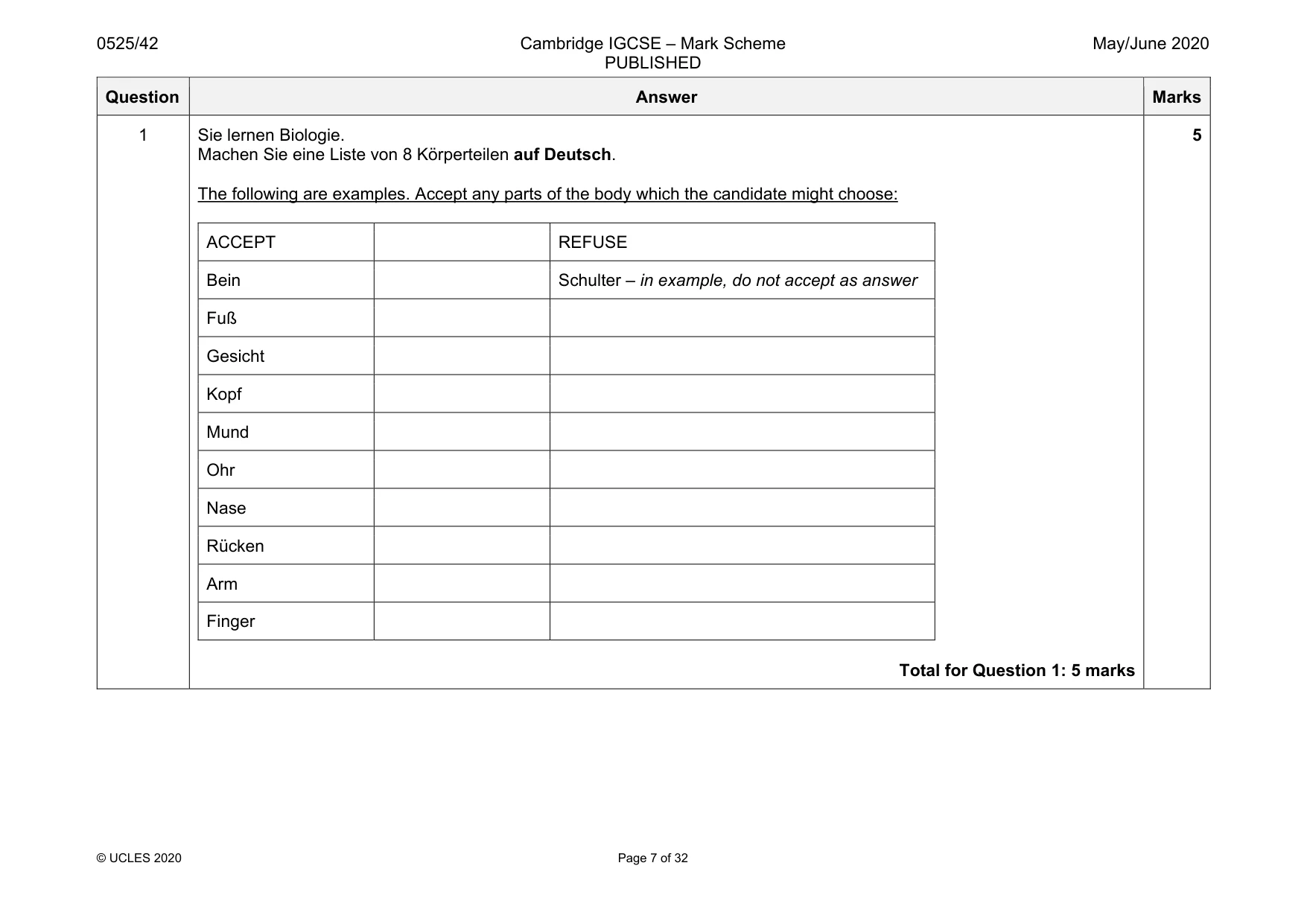 Mark scheme, page 7 of 32