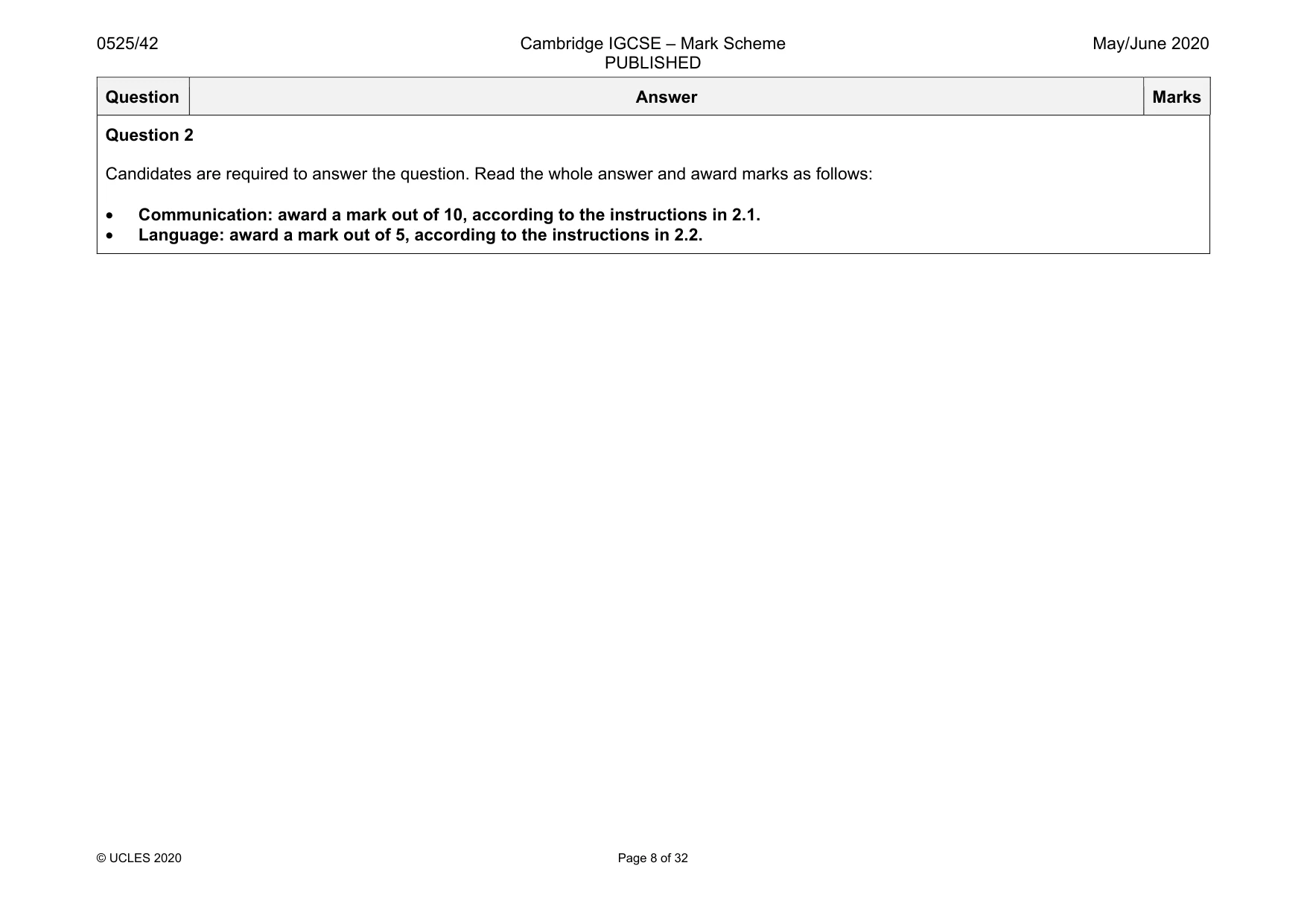 Mark scheme, page 8 of 32