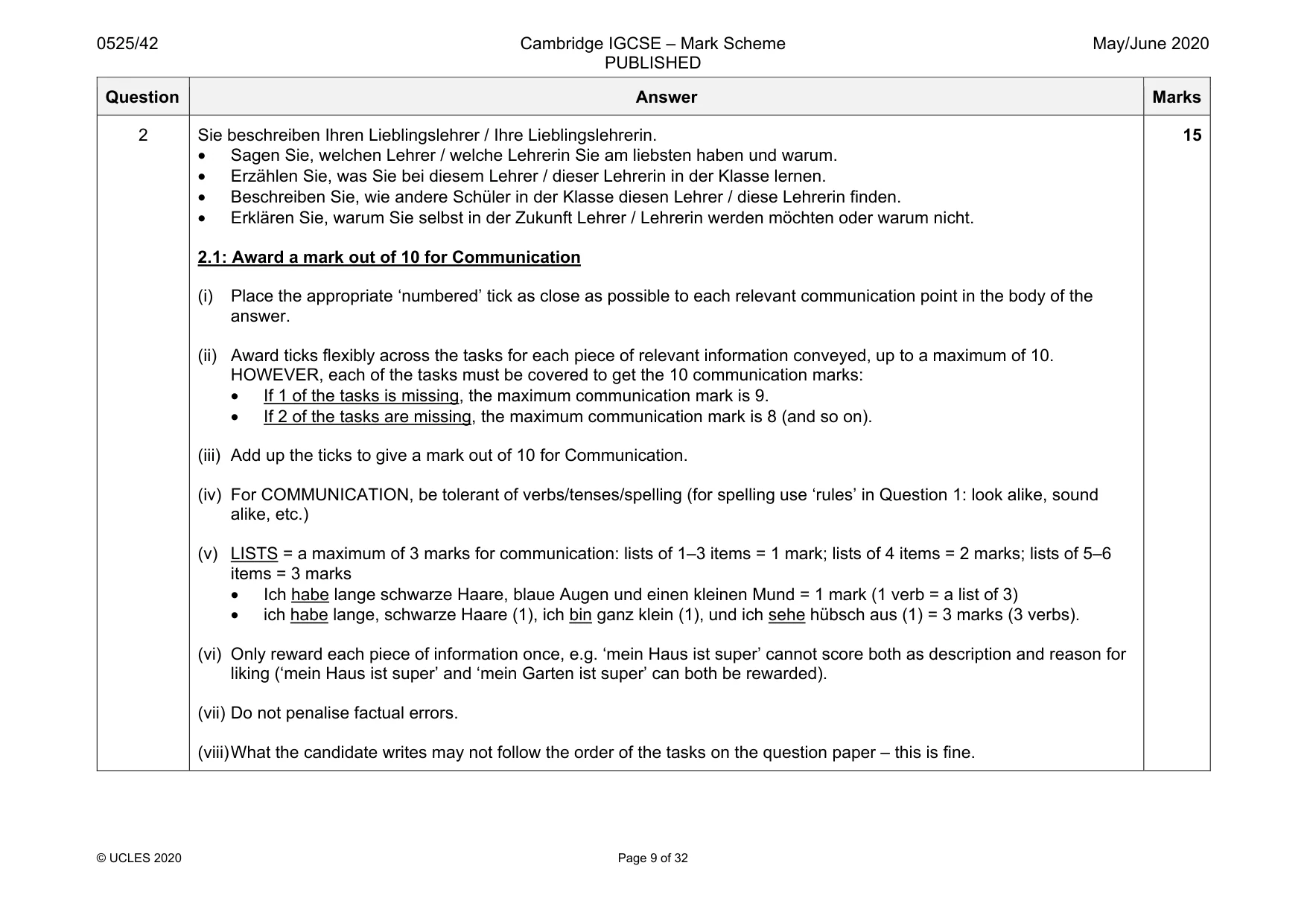 Mark scheme, page 9 of 32